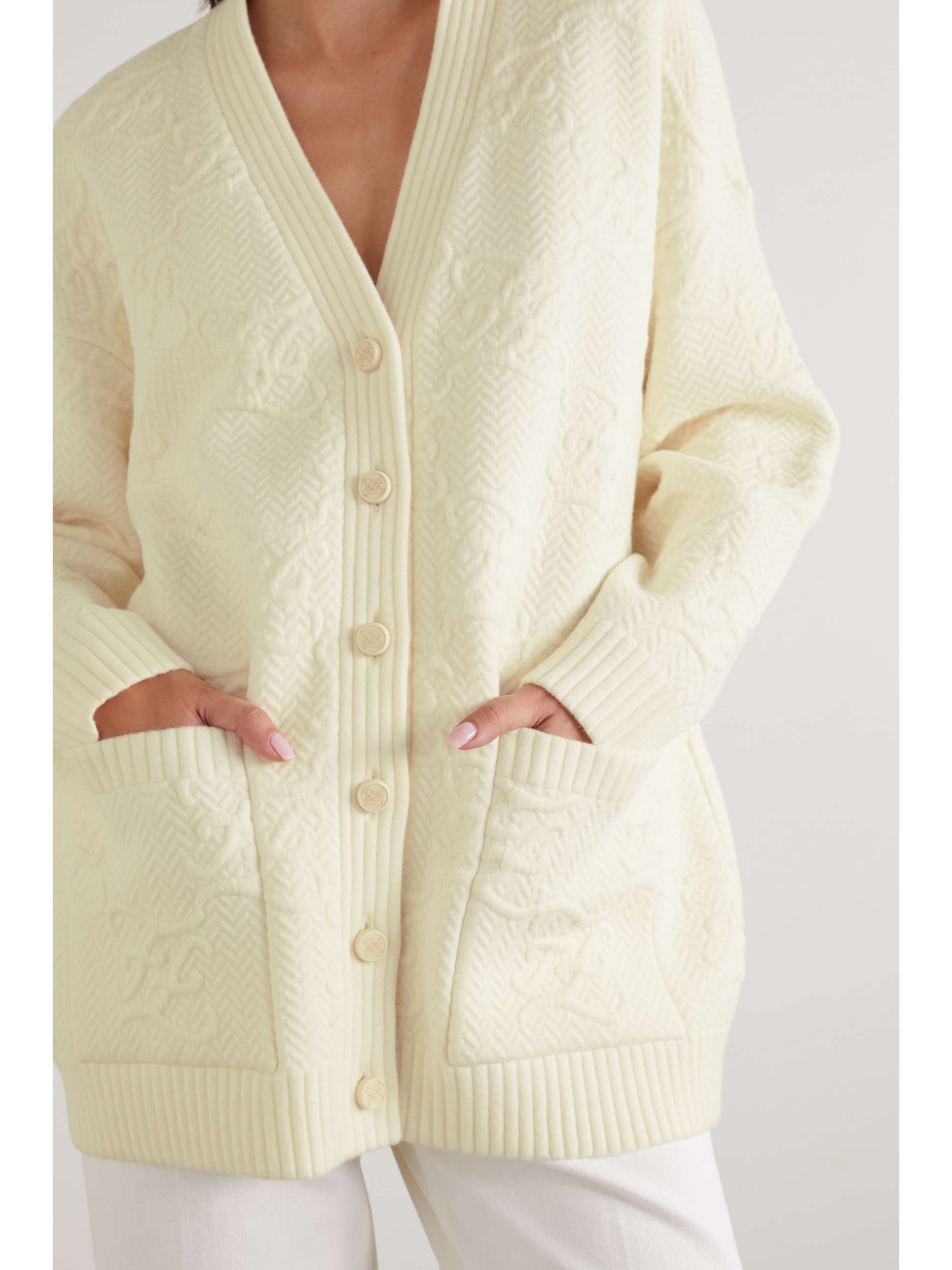white jersey cardigan