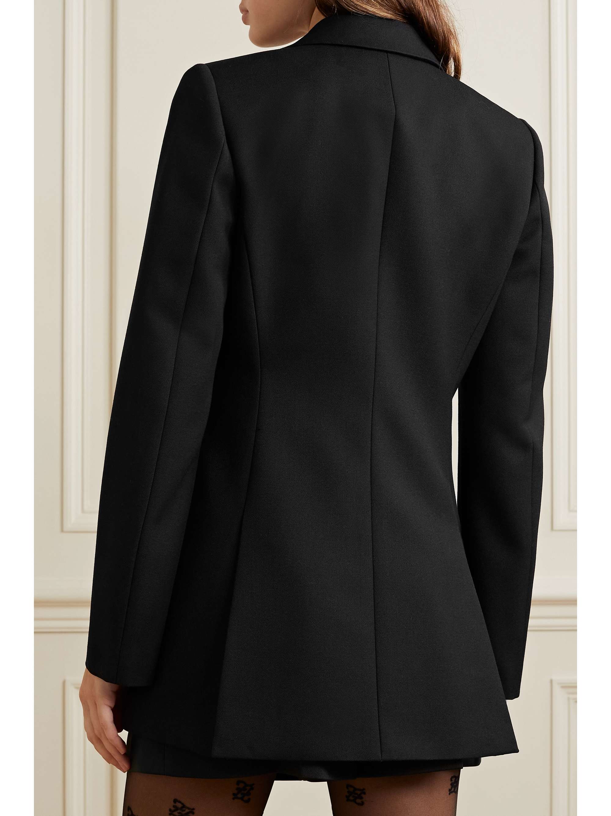 FENDI Satin-trimmed grain de poudre wool blazer