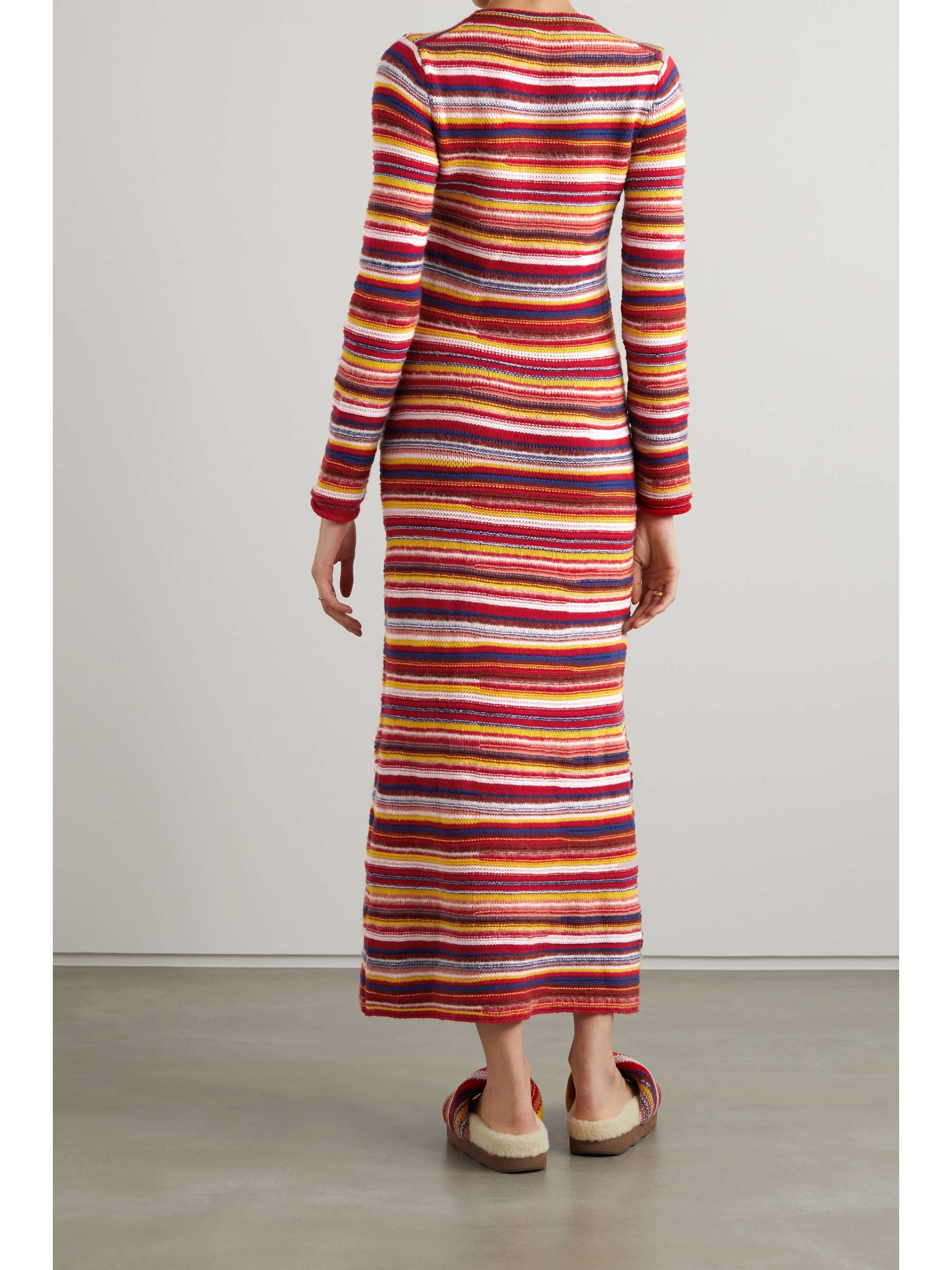 CHLOÉ + NET SUSTAIN striped recycled cashmere-blend maxi dress