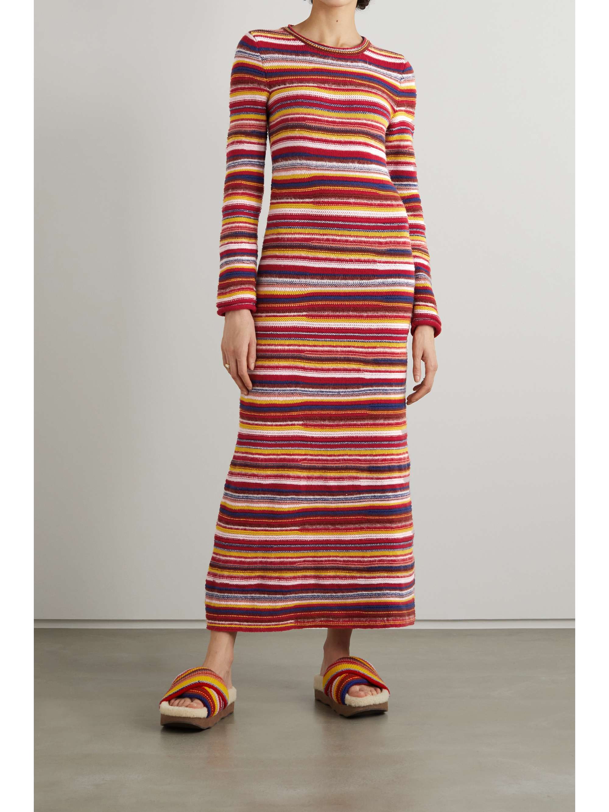 CHLOÉ + NET SUSTAIN striped recycled cashmere-blend maxi dress