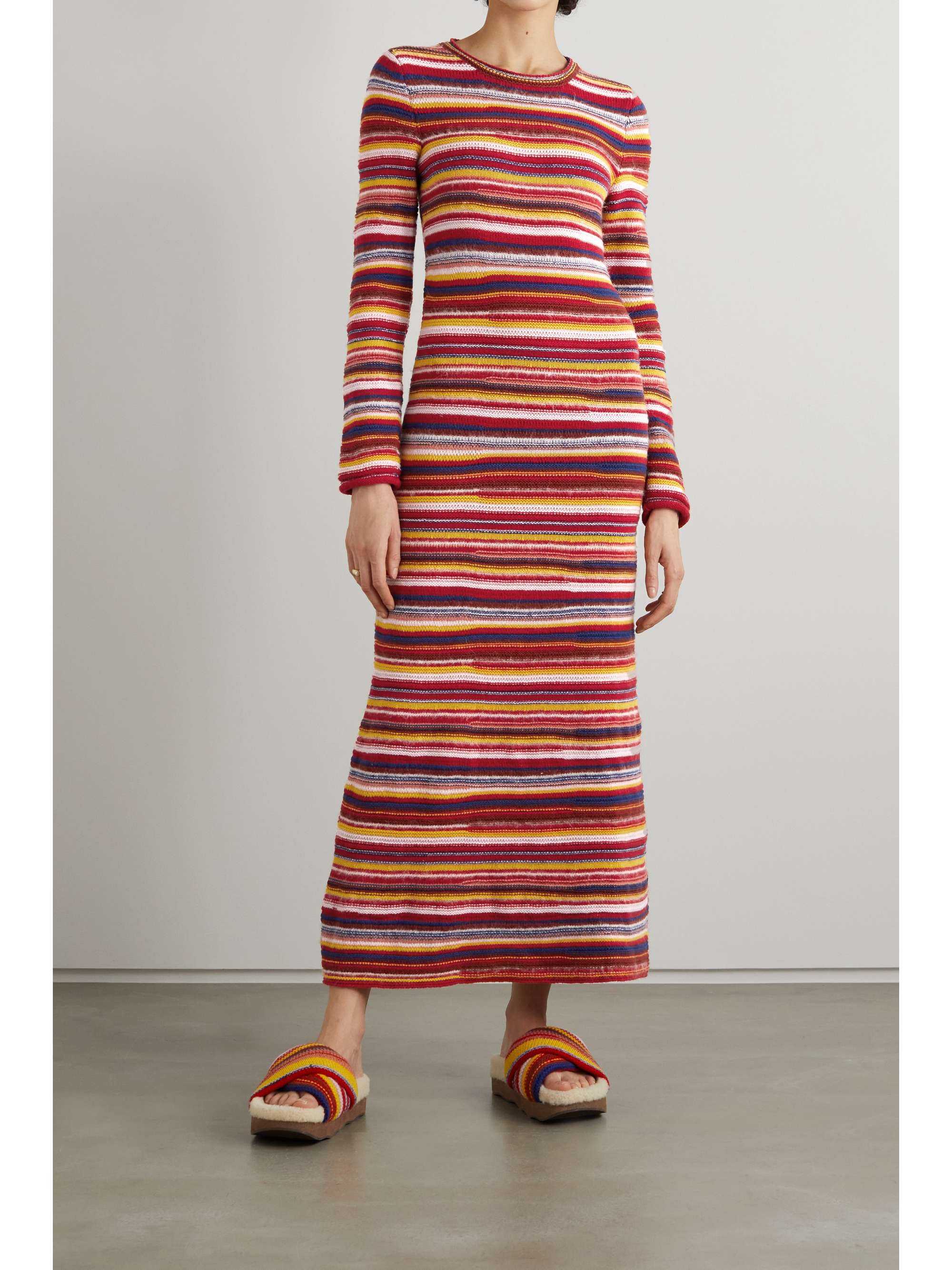 CHLOÉ + NET SUSTAIN striped recycled cashmere-blend maxi dress | NET-A ...