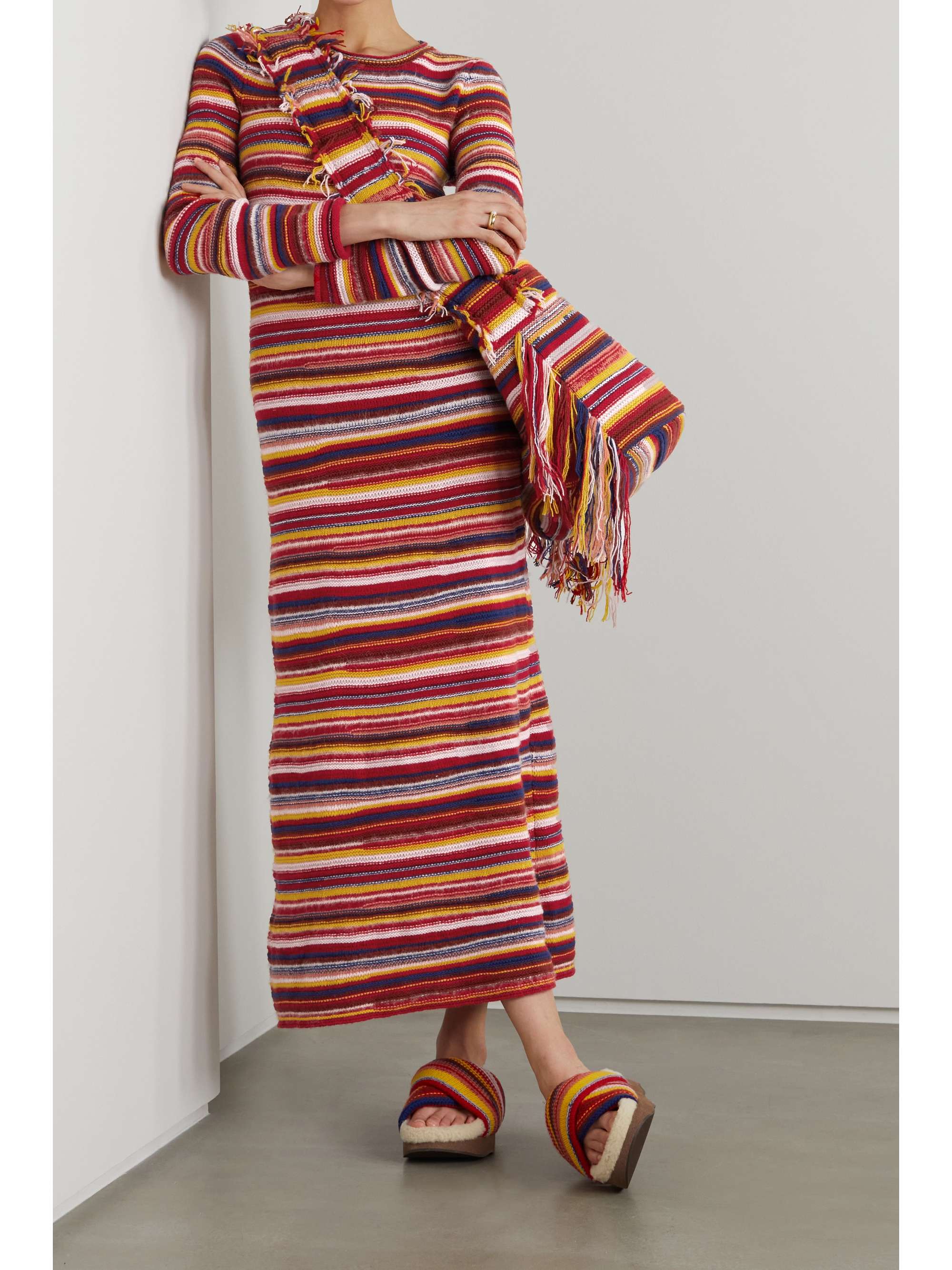 CHLOÉ + NET SUSTAIN striped recycled cashmere-blend maxi dress