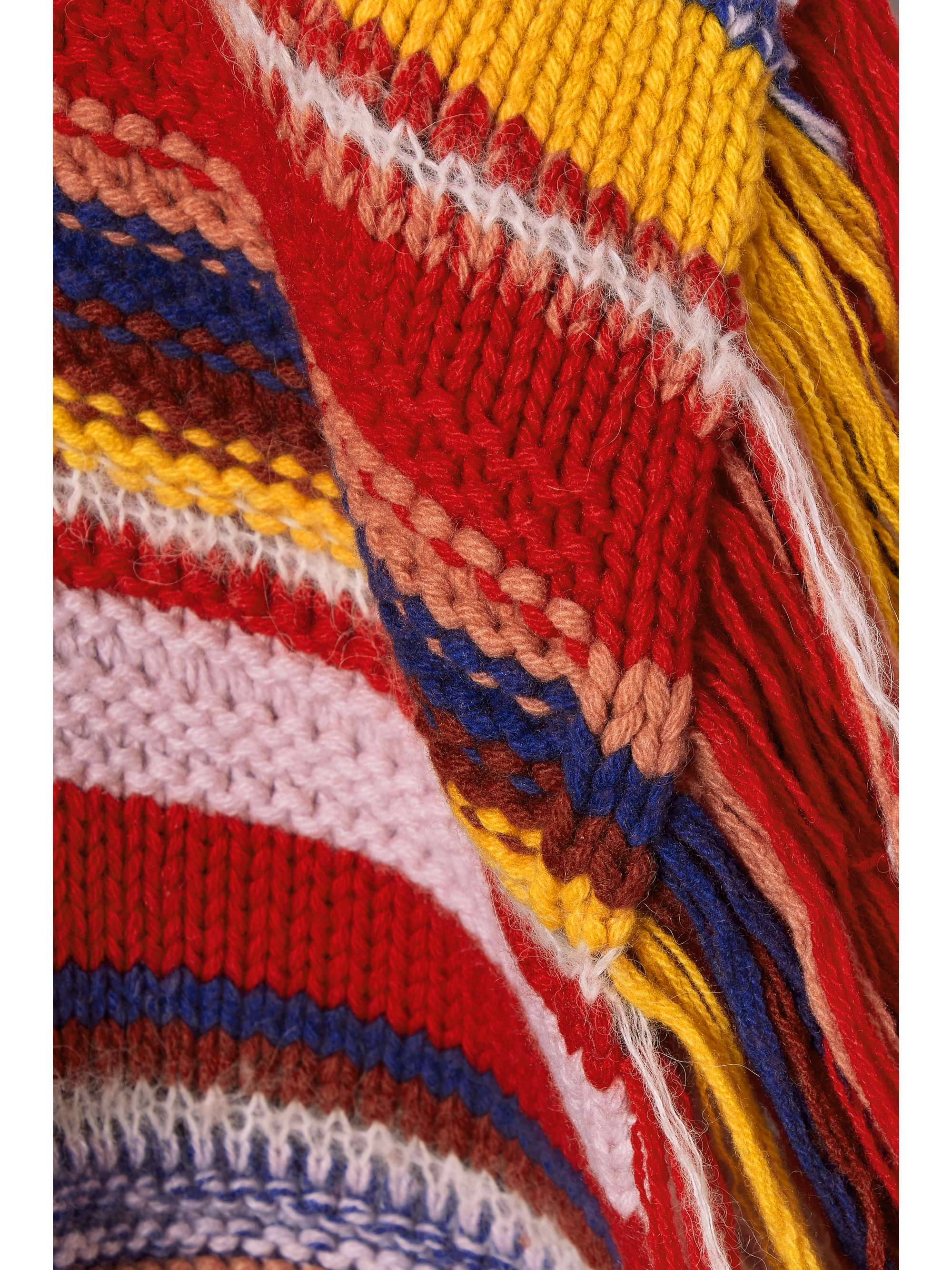 CHLOÉ Fringed striped cashmere-blend turtleneck poncho