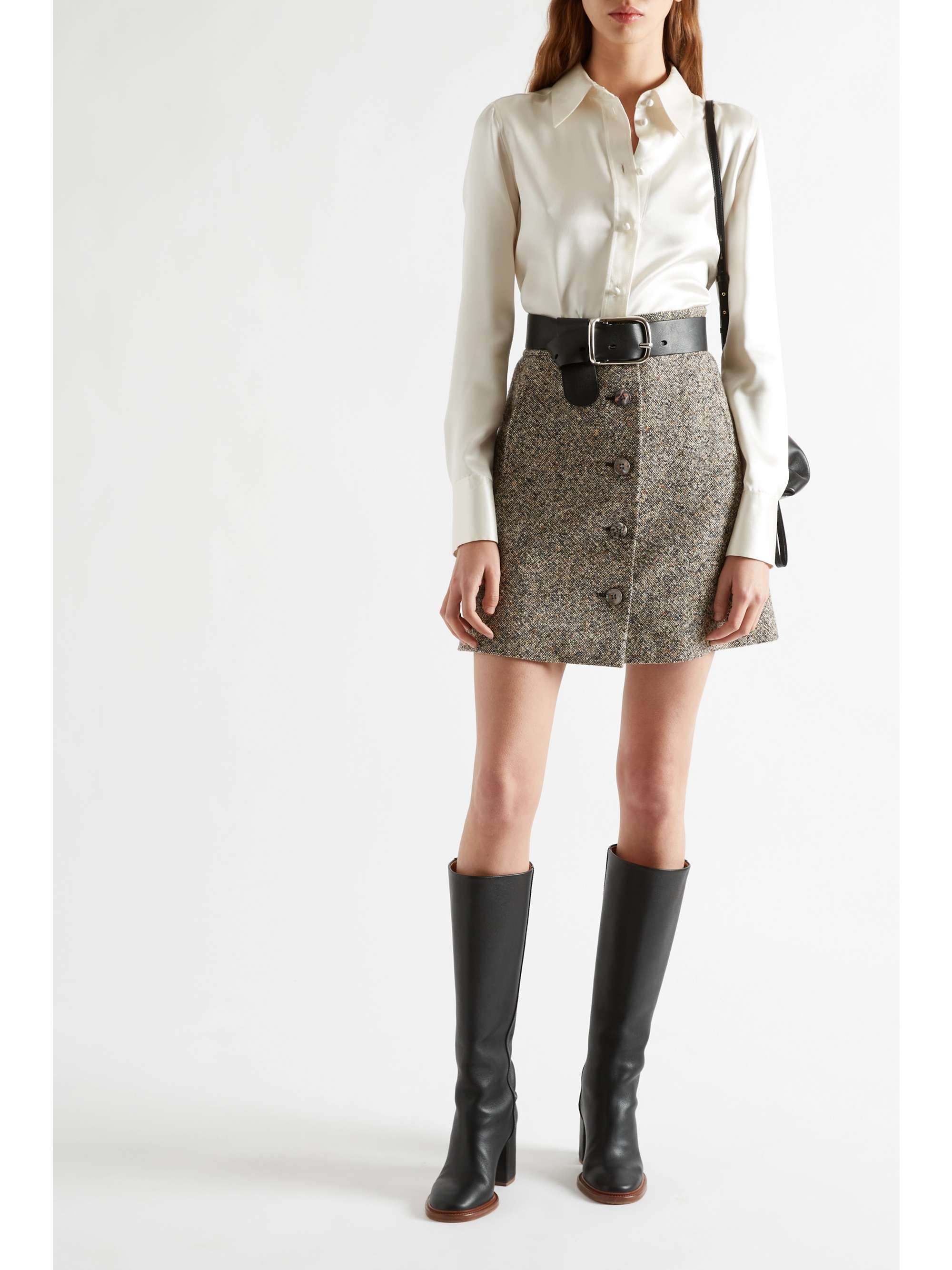 tweed mini skirt and top