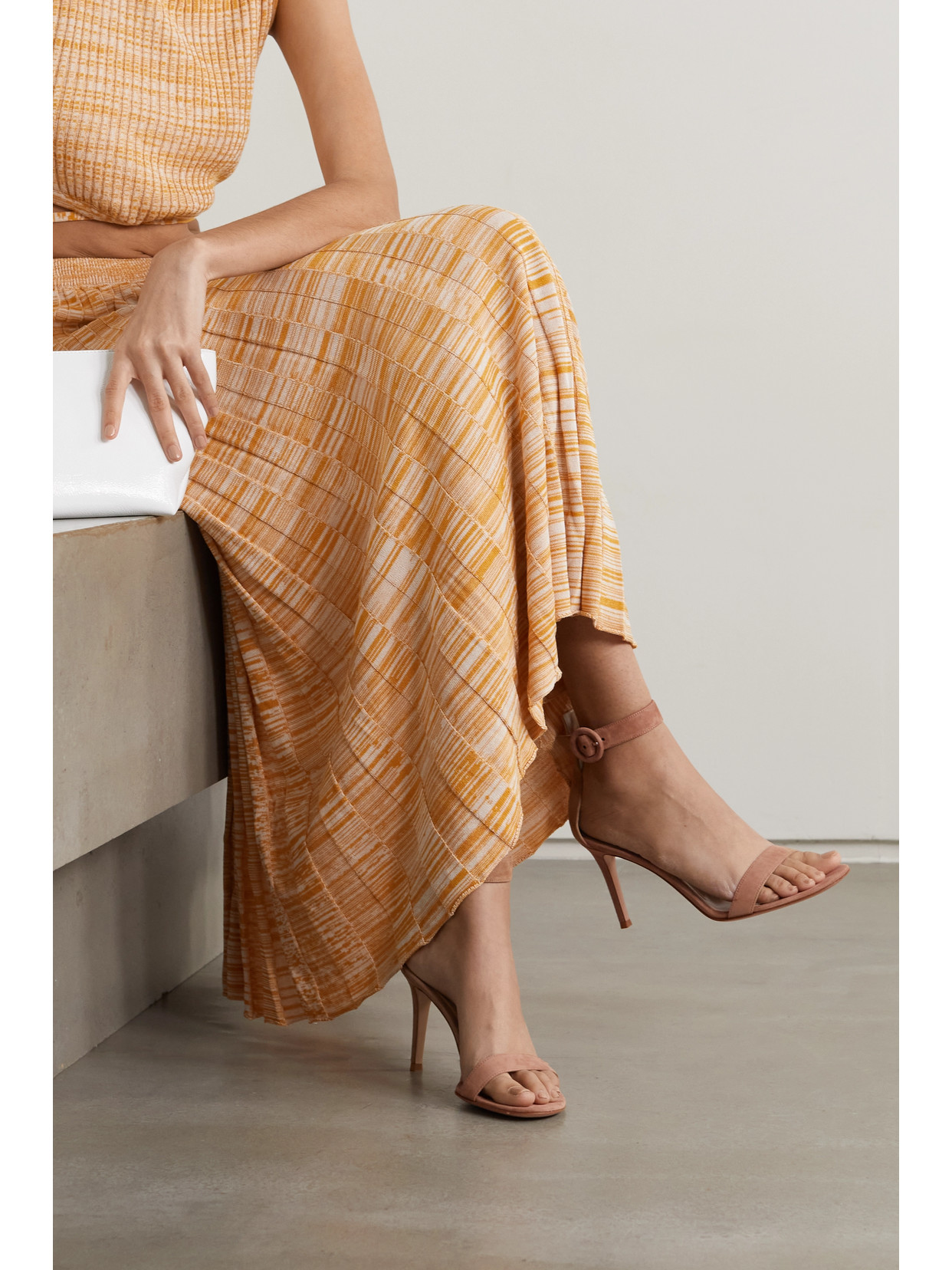 Gianvito Rossi Portofino 85 Suede Sandals In Neutral