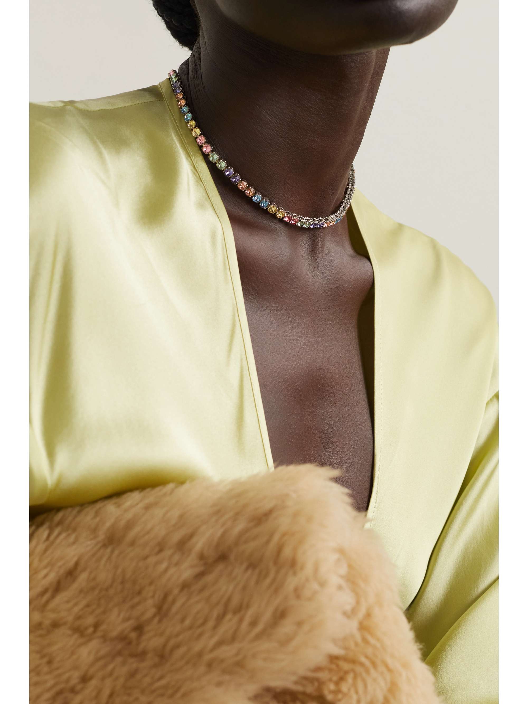 Yellow Silver-tone Swarovski crystal 