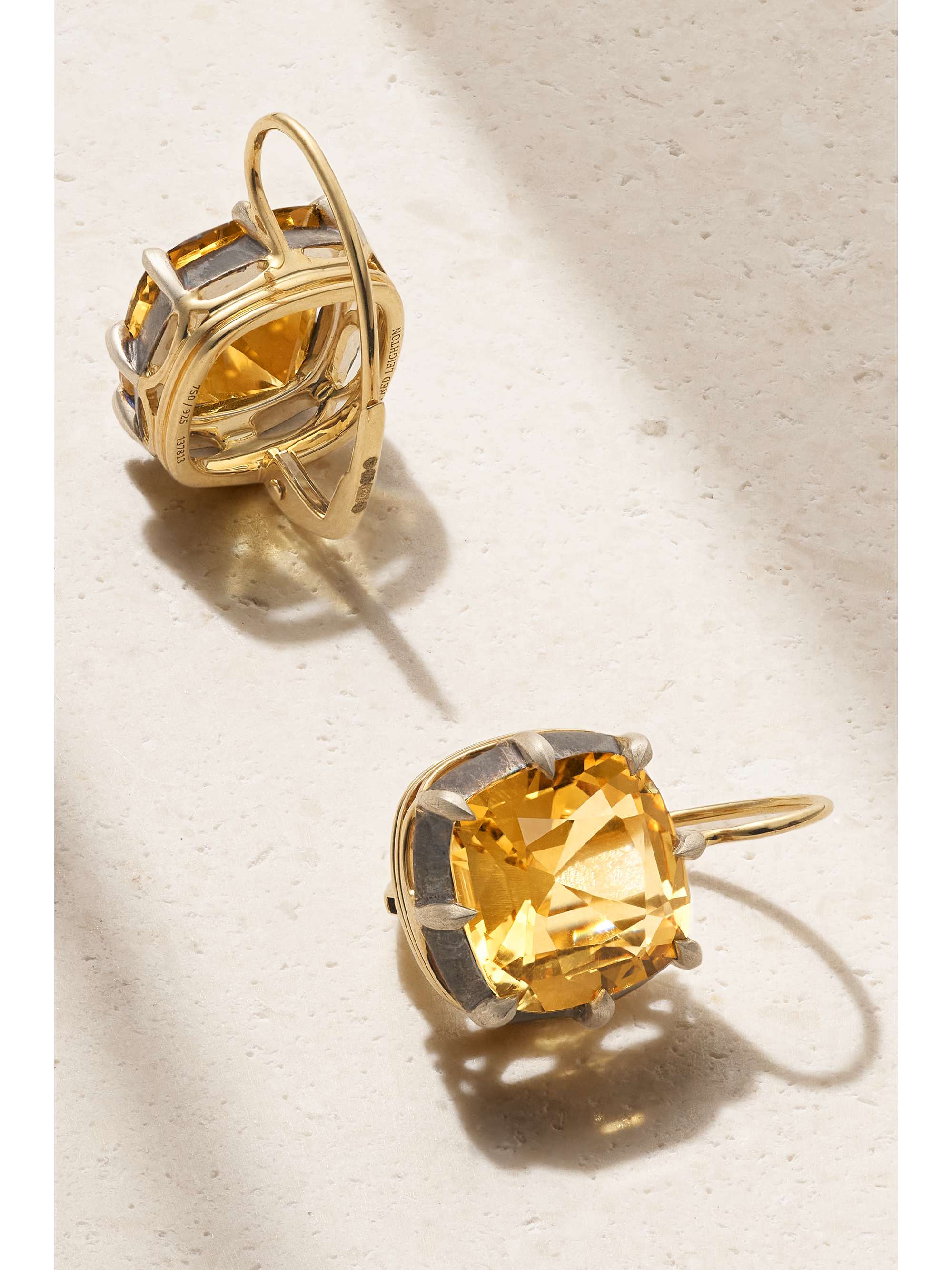 FRED LEIGHTON Collection 18-karat gold and sterling silver citrine earrings