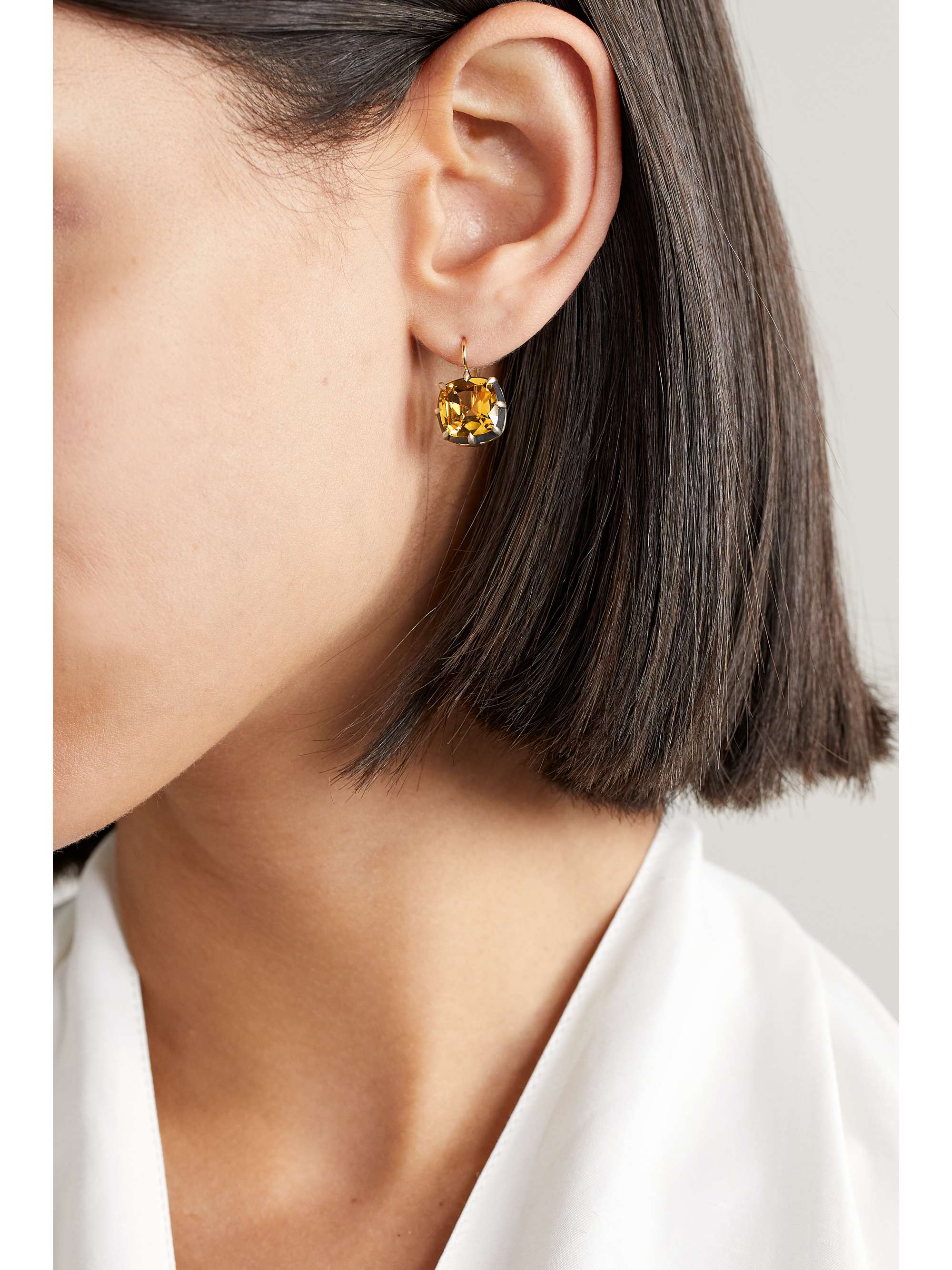 FRED LEIGHTON Collection 18-karat gold and sterling silver citrine earrings