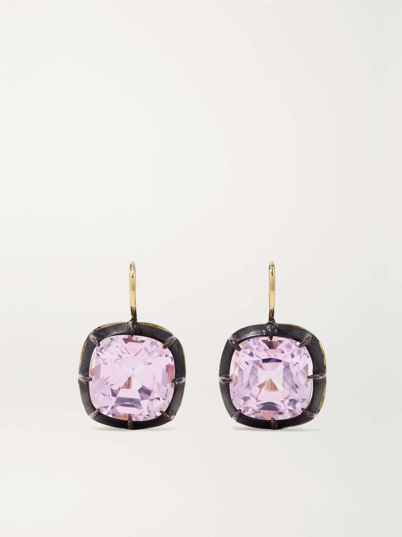 Fred Leighton Collection Silver-topped 18-karat Gold Kunzite Earrings