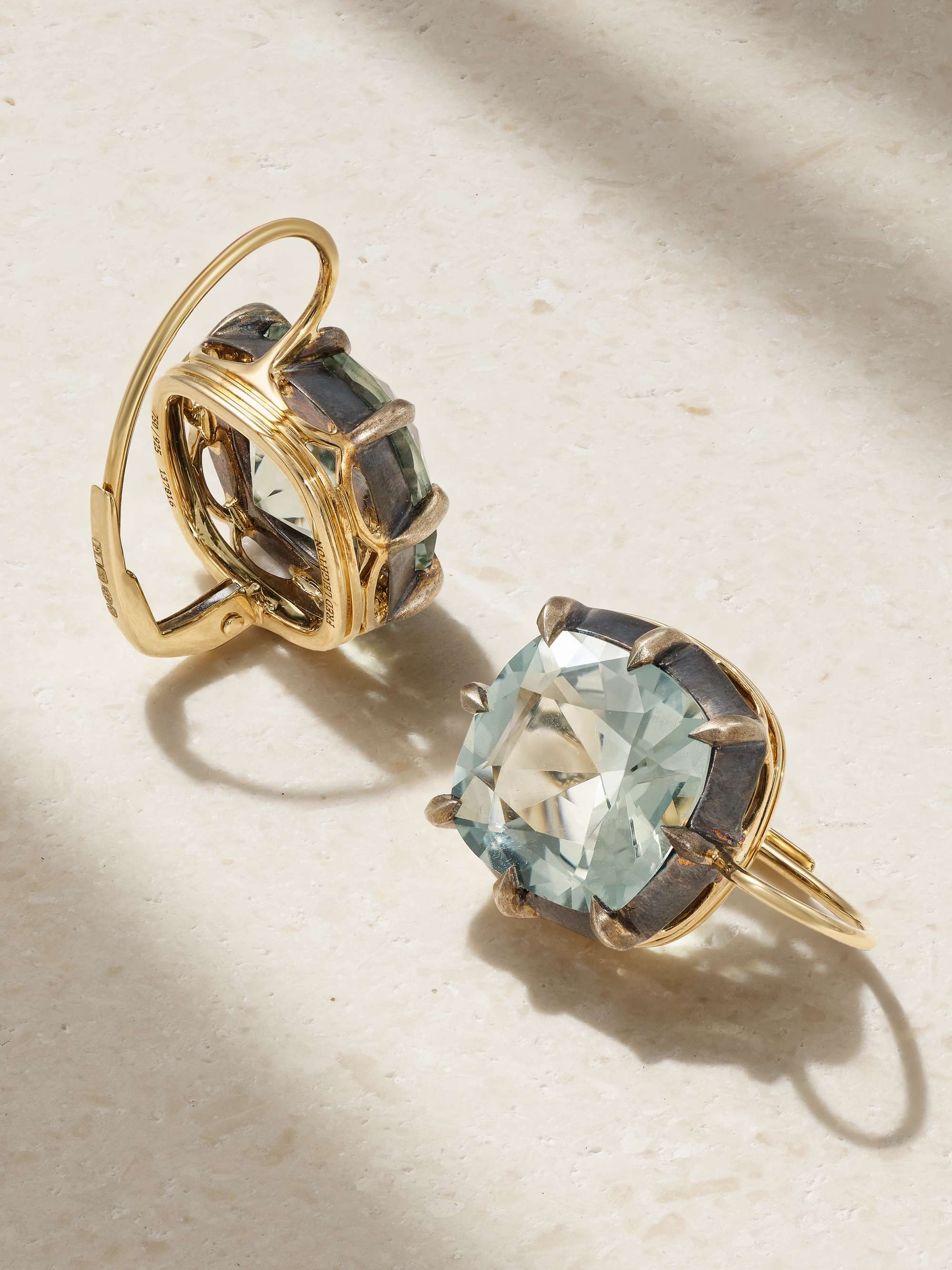 FRED LEIGHTON Collection silver-topped 18-karat gold quartz earrings