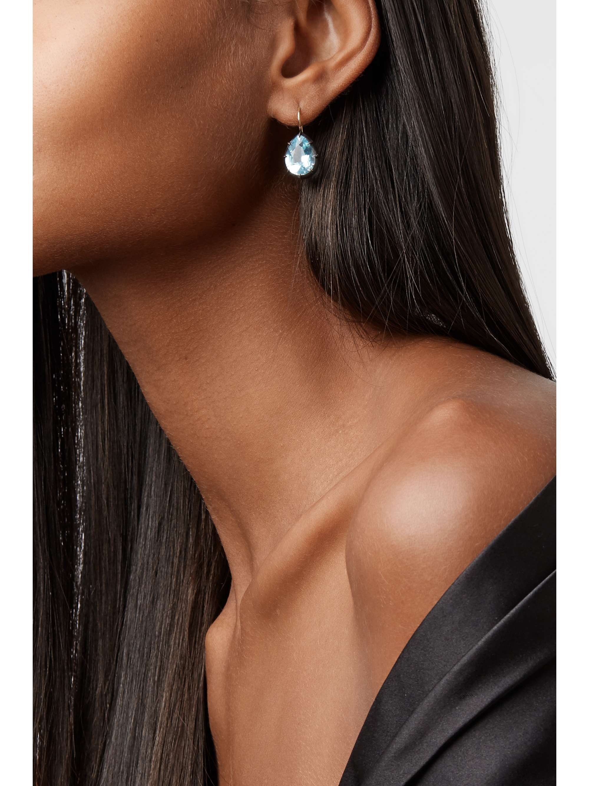 FRED LEIGHTON Collection 18-karat gold, sterling silver and topaz earrings