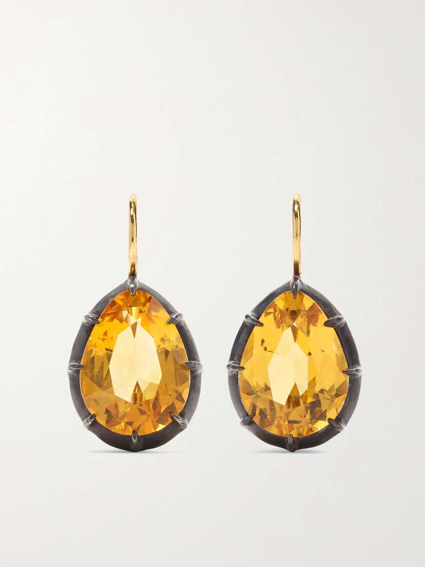 Fred Leighton Collection 18-karat Gold, Sterling Silver And Citrine Earrings