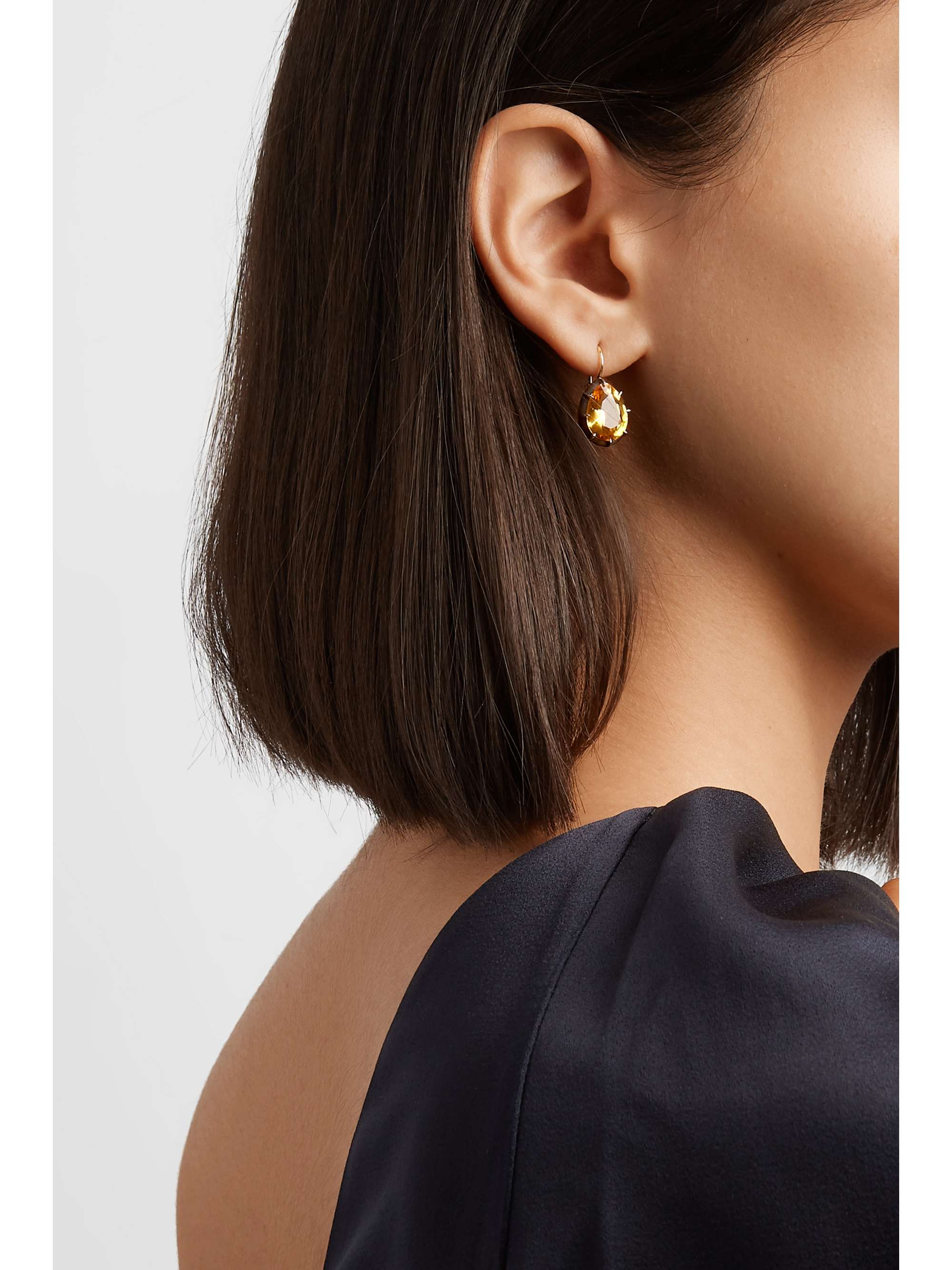 FRED LEIGHTON Collection 18-karat gold, sterling silver and topaz earrings