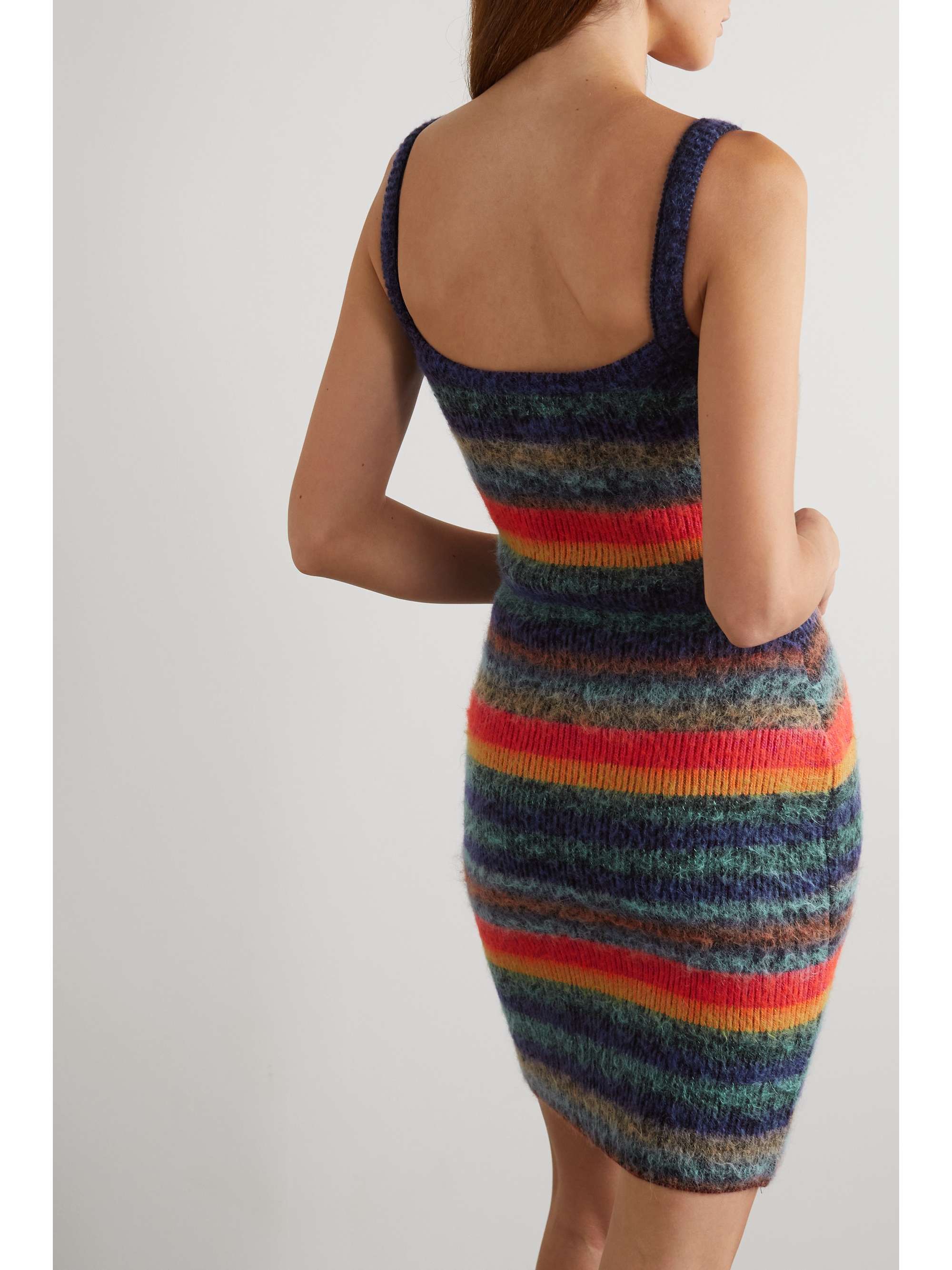 AGR Brushed striped cotton-blend mini dress