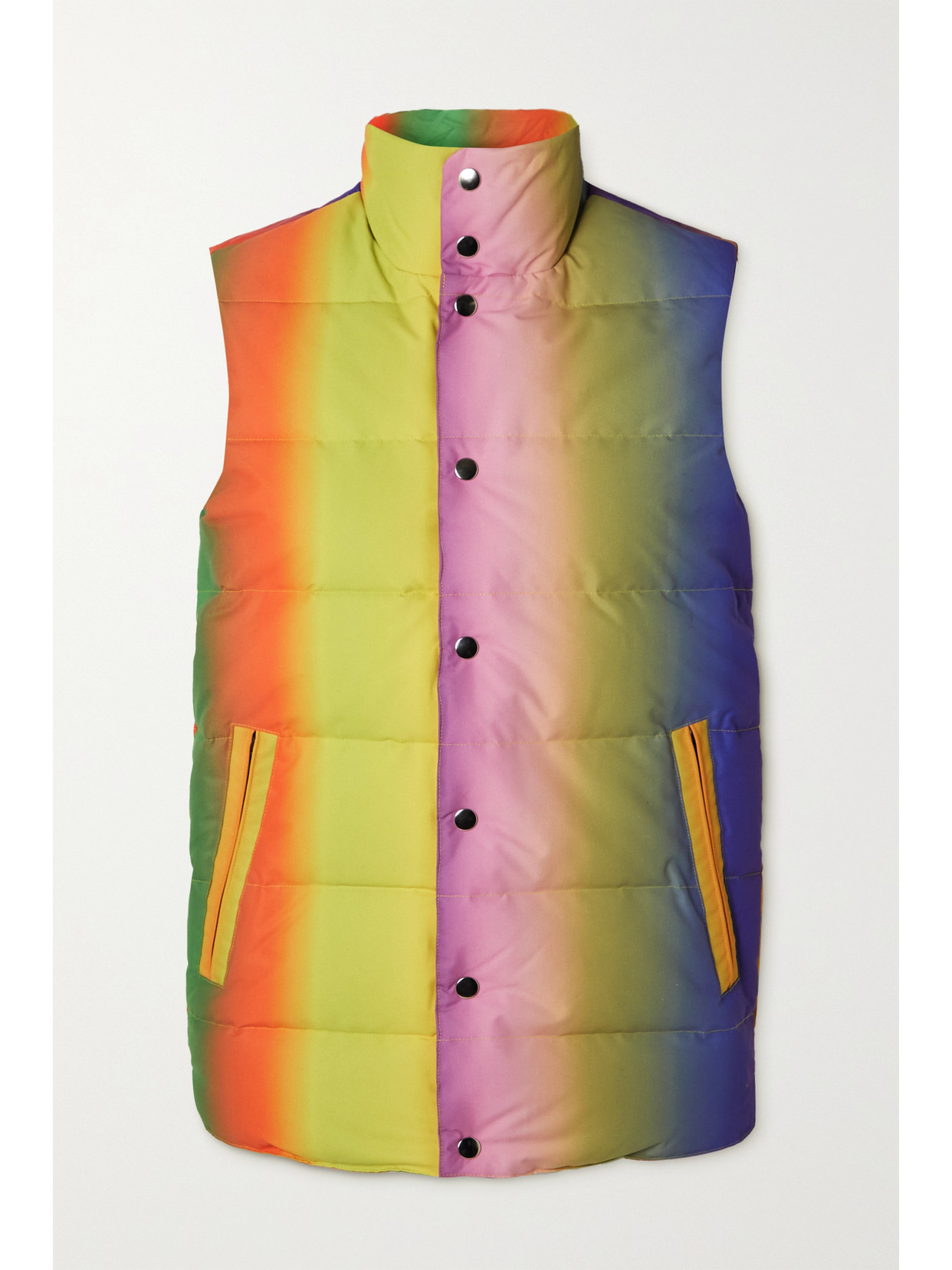 Agr Quilted Ombré Shell Down Vest In Yellow