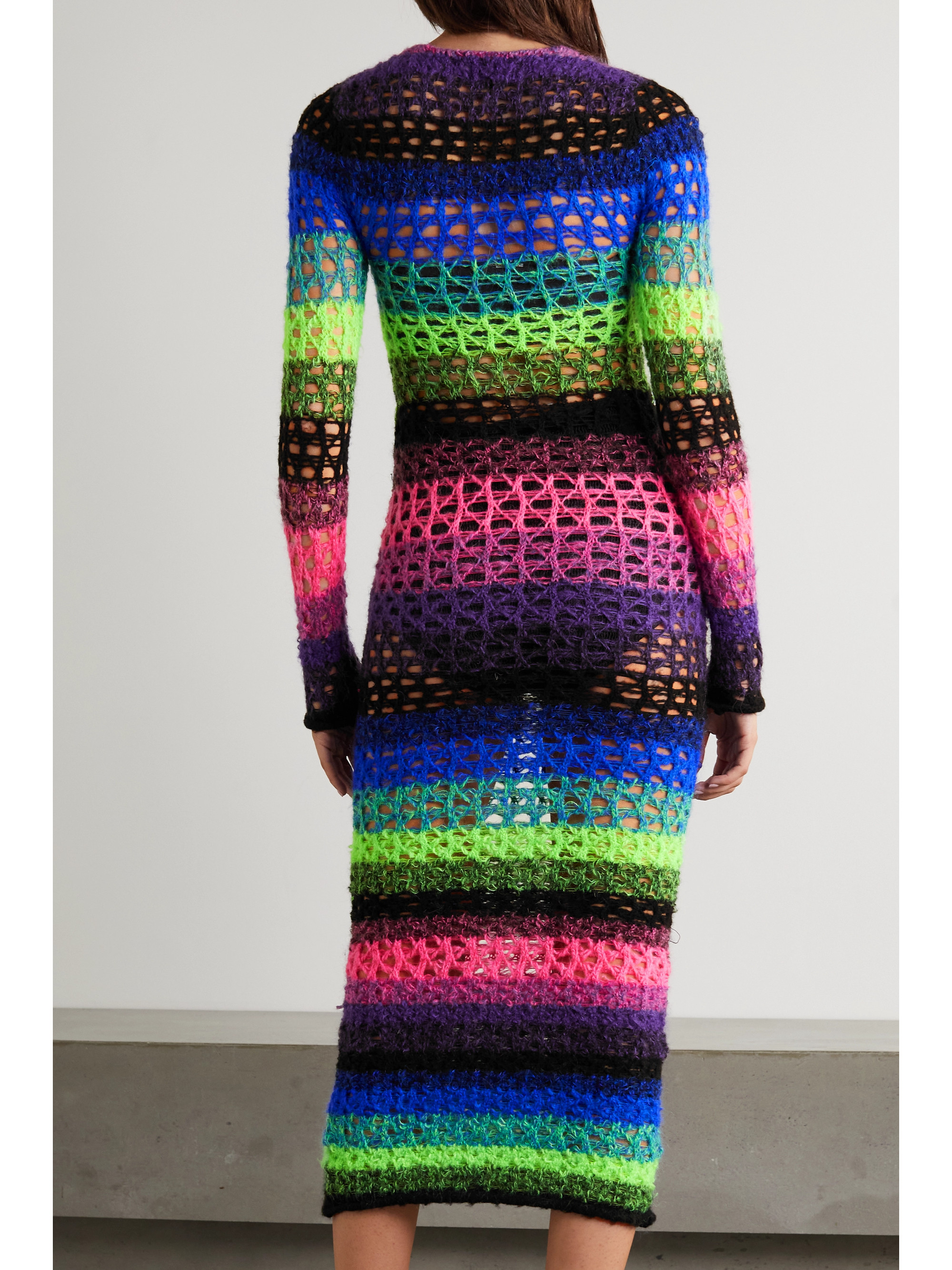 AGR Striped open-knit cotton-blend midi dress thumbnail