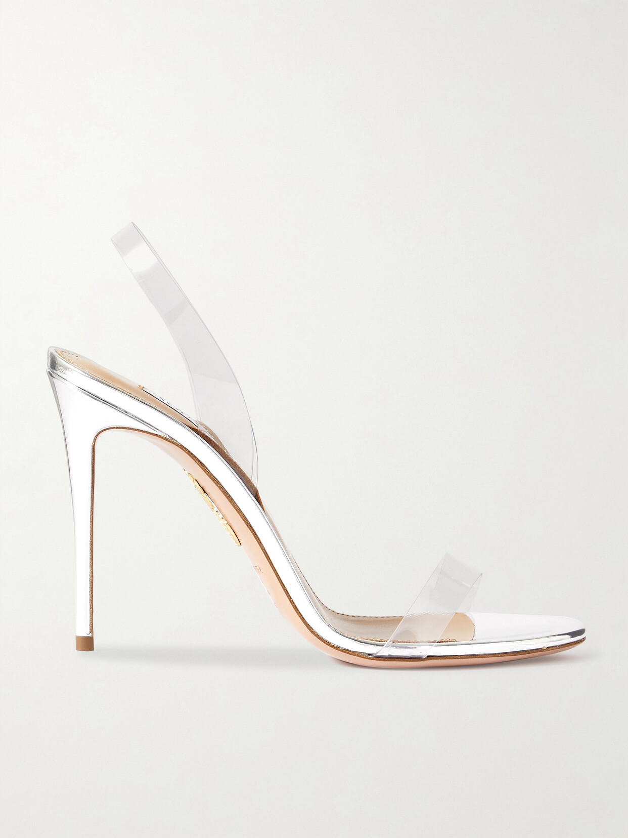 Aquazzura So Nude 105 Pvc Slingback Sandals - Silver