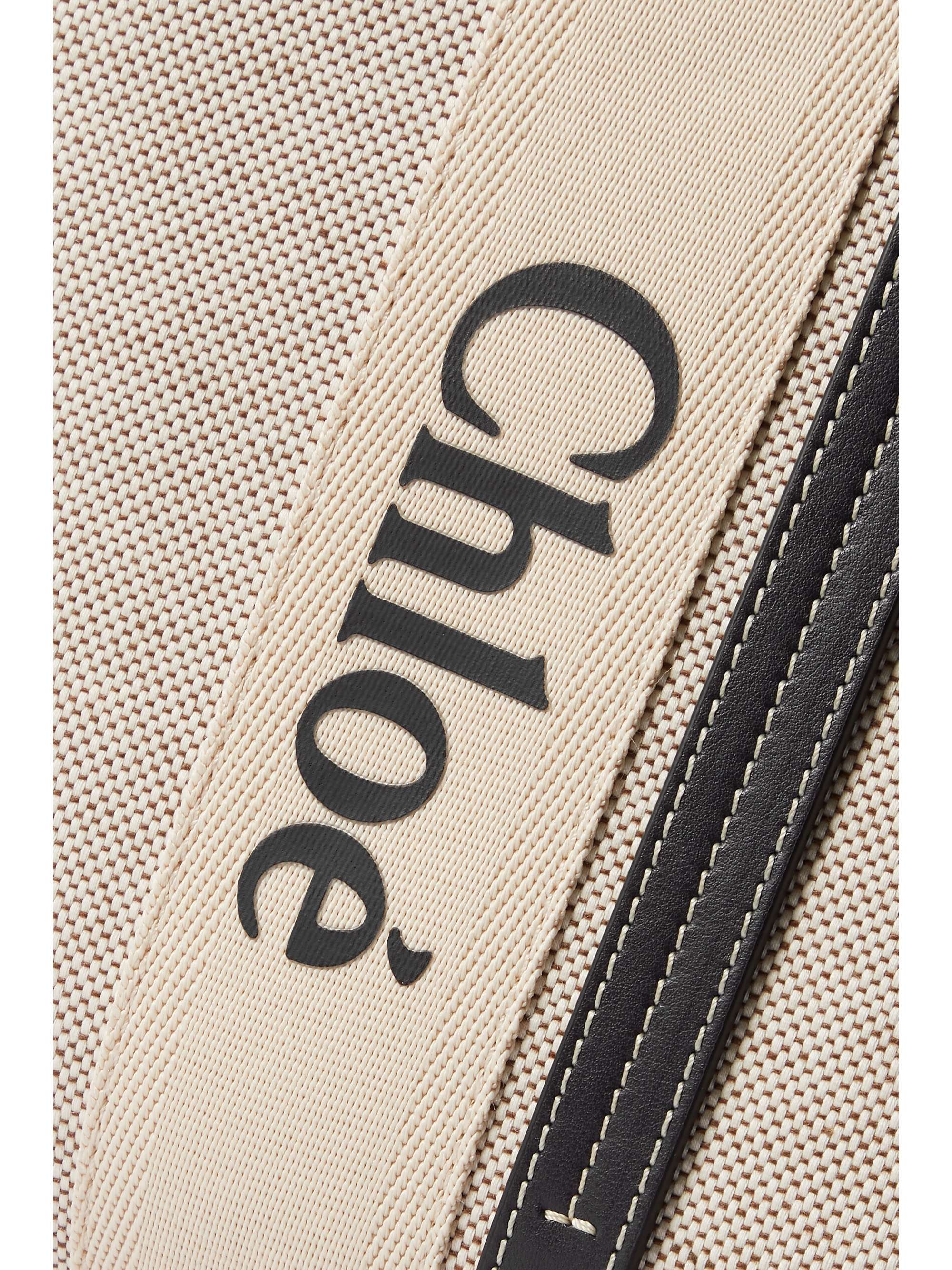CHLOÉ Woody large leather-trimmed cotton-canvas tote