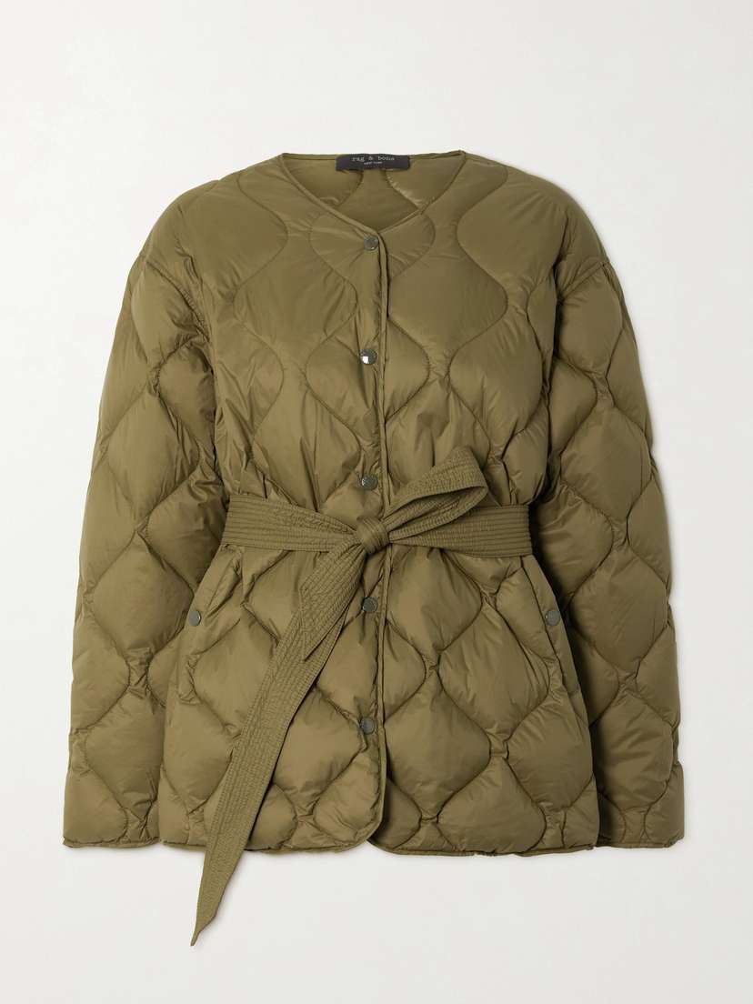 rag & bone Rudy Belted Quilted Shell Down Coat - x large