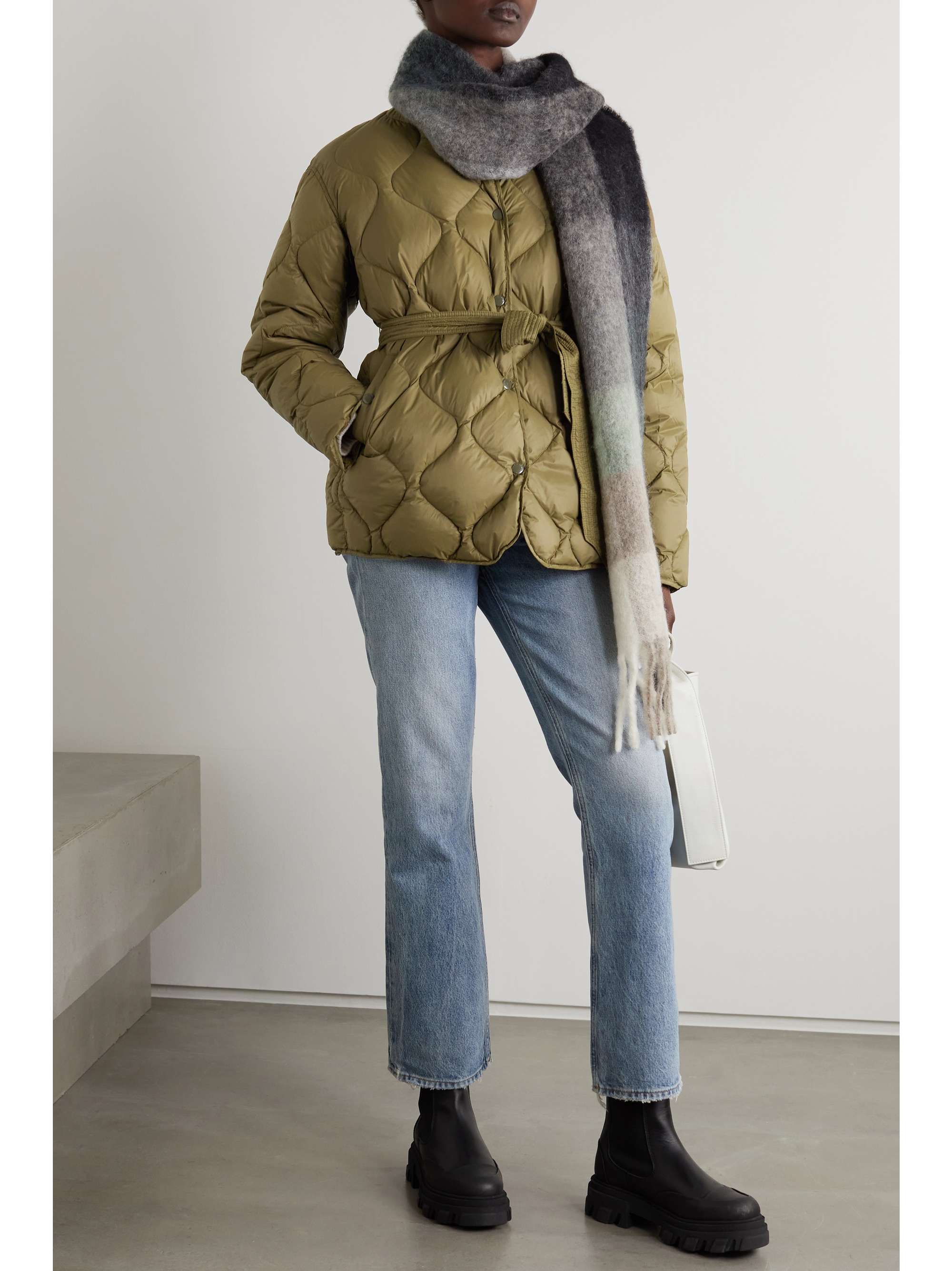 Rudy belted quilted shell down coat