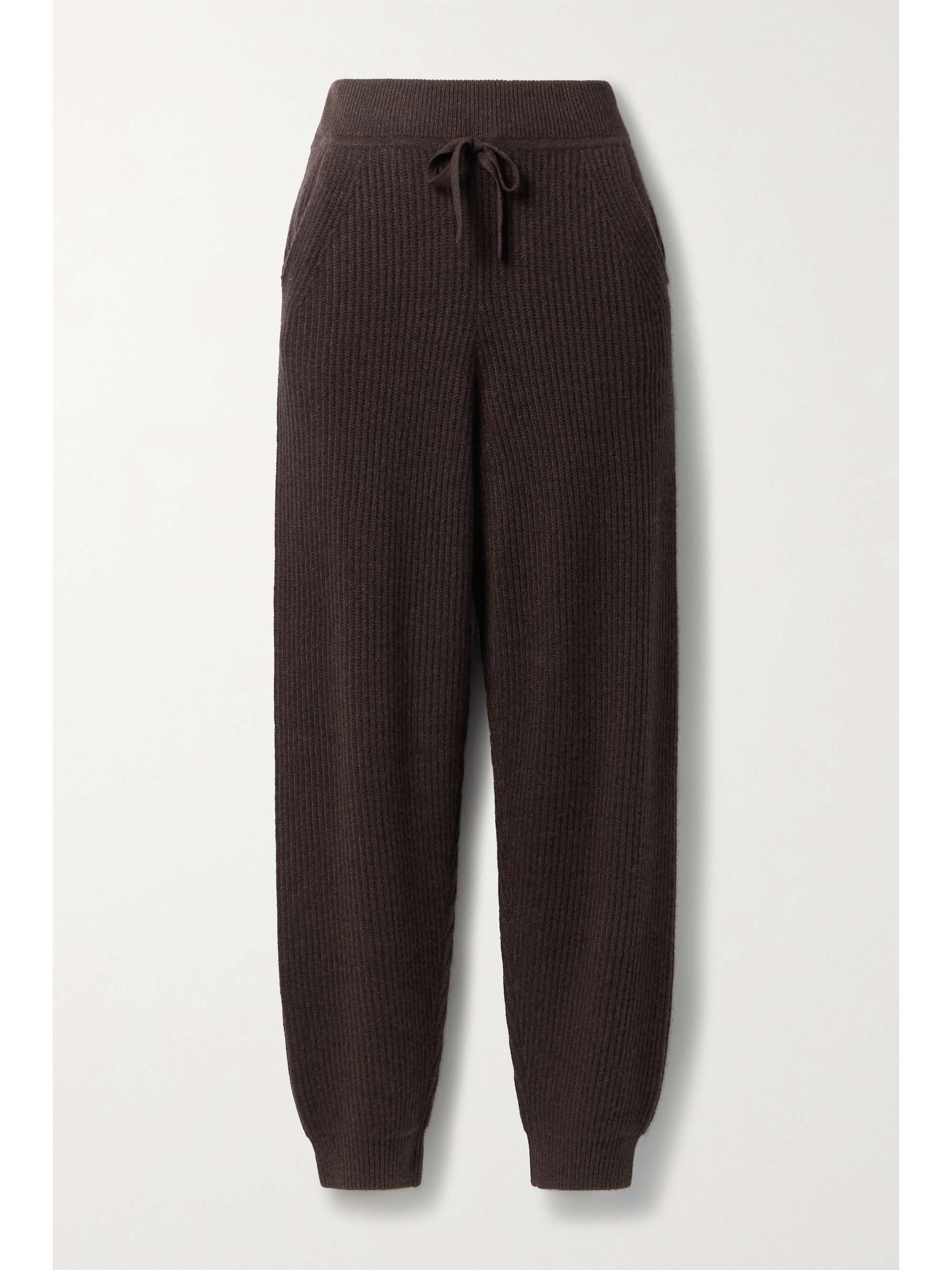 Brown Pierce ribbed cashmere track 