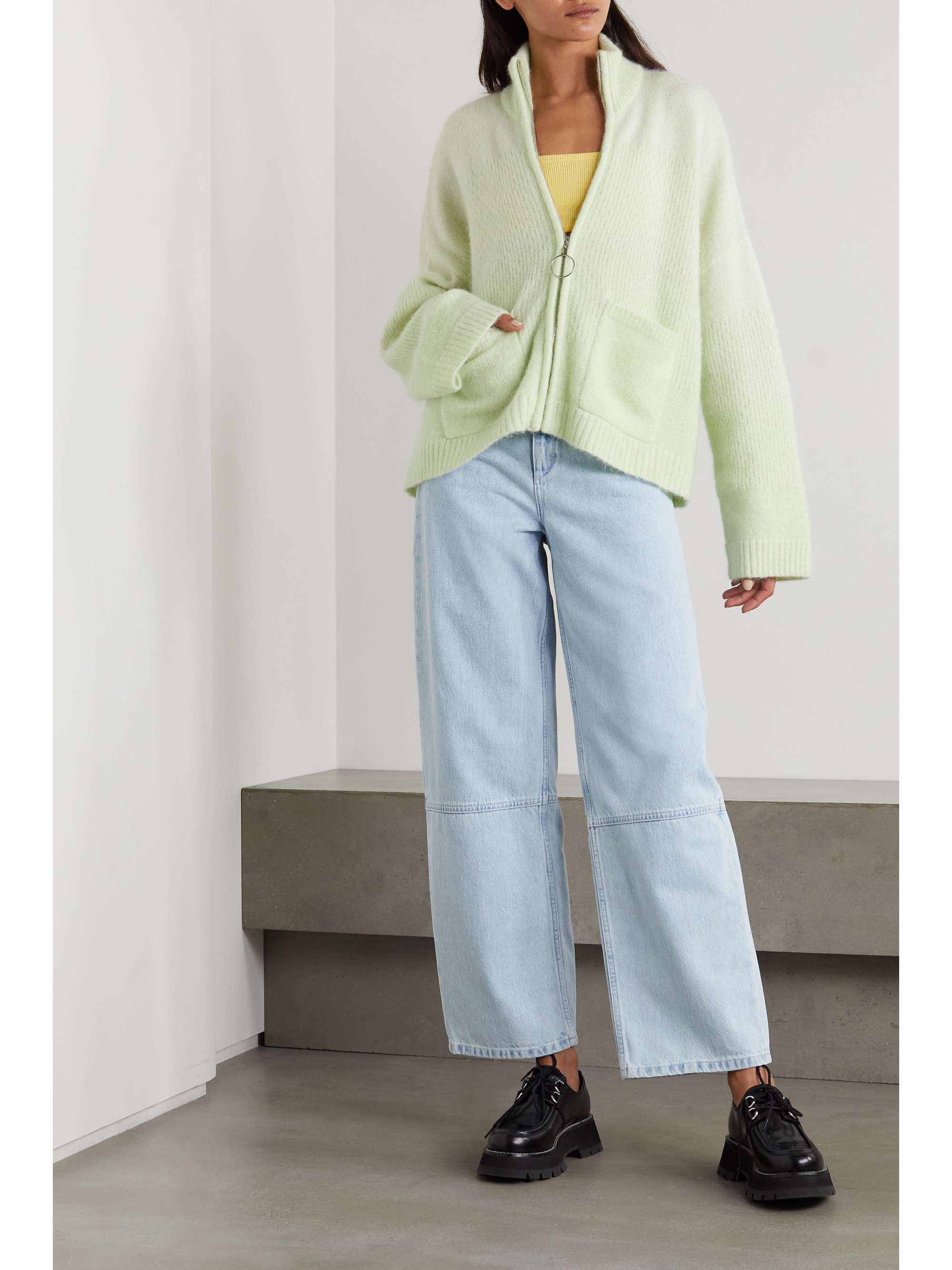 Light denim Dahlia paneled high-rise 