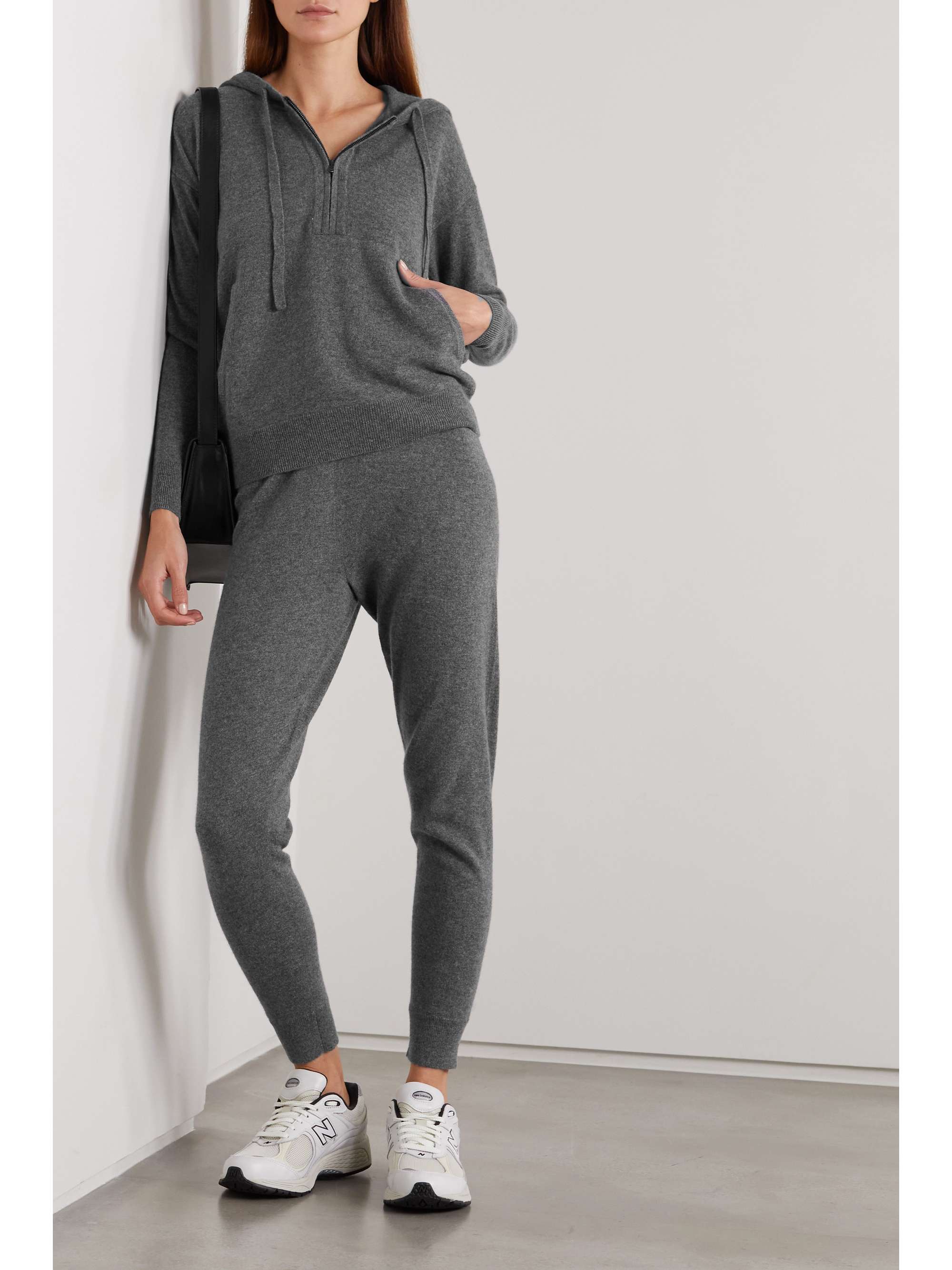Gray Recycled cashmere track pants 