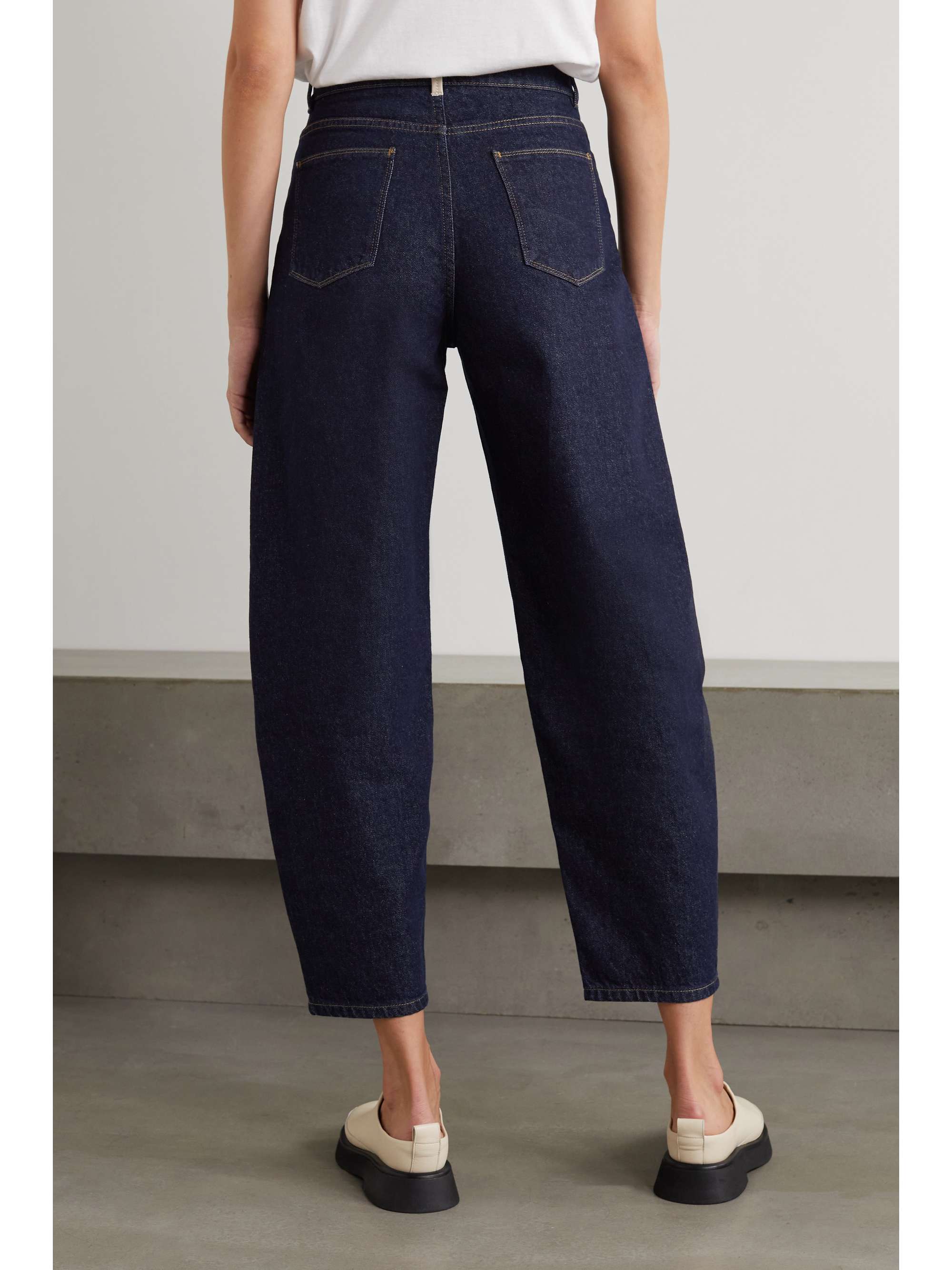 Dark denim + NET SUSTAIN Chamomile organic cropped high-rise tapered ...