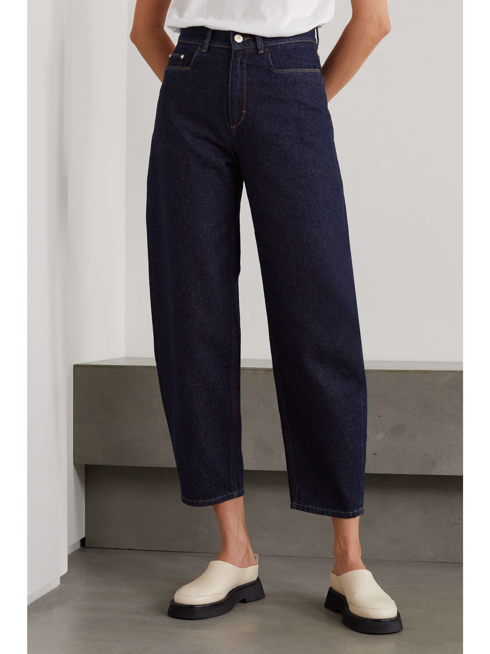 WANDLER + NET SUSTAIN Chamomile organic cropped high-rise tapered jeans ...