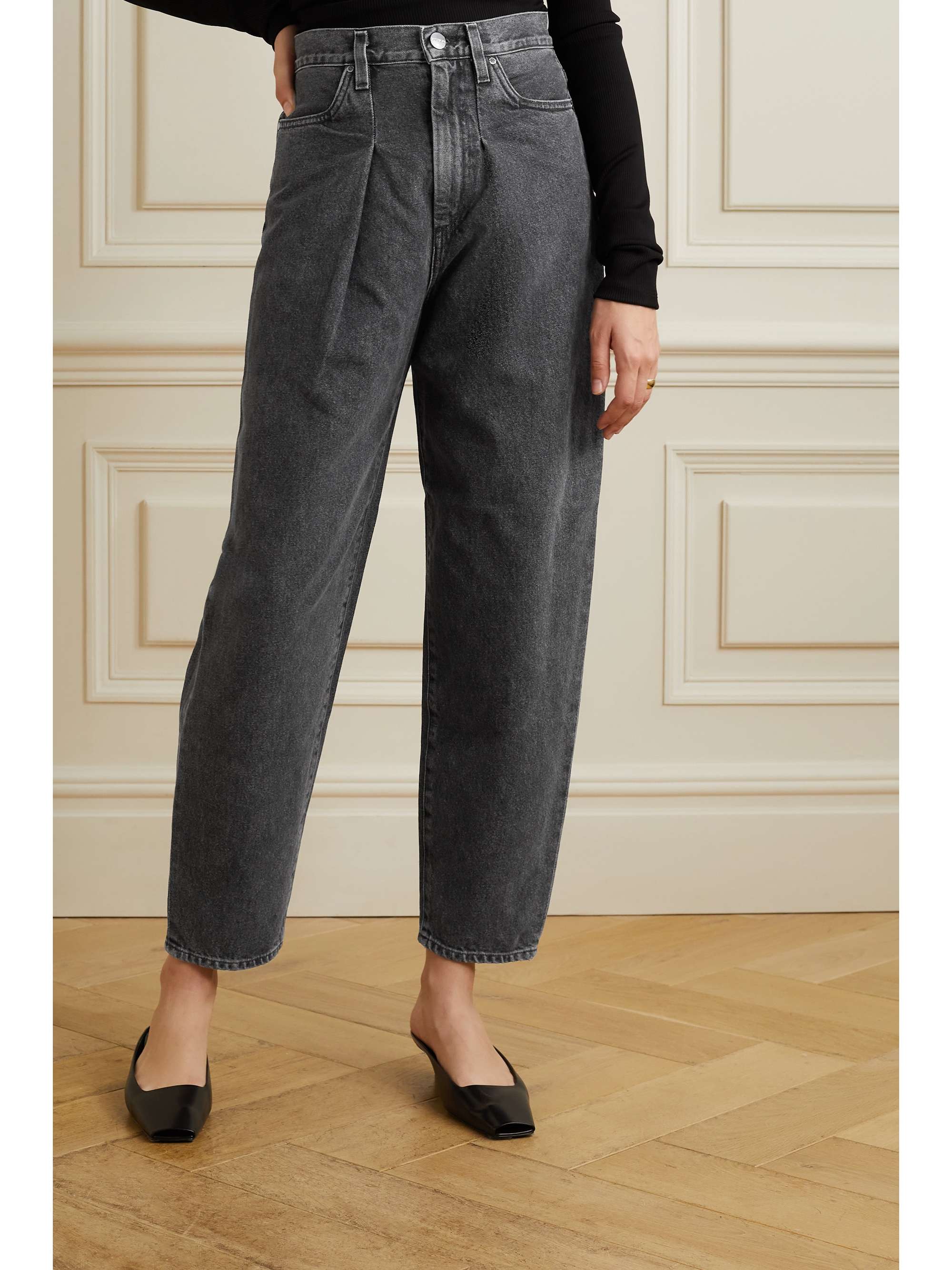 Black The Pleat Curve highrise tapered jeans GOLDSIGN NETAPORTER