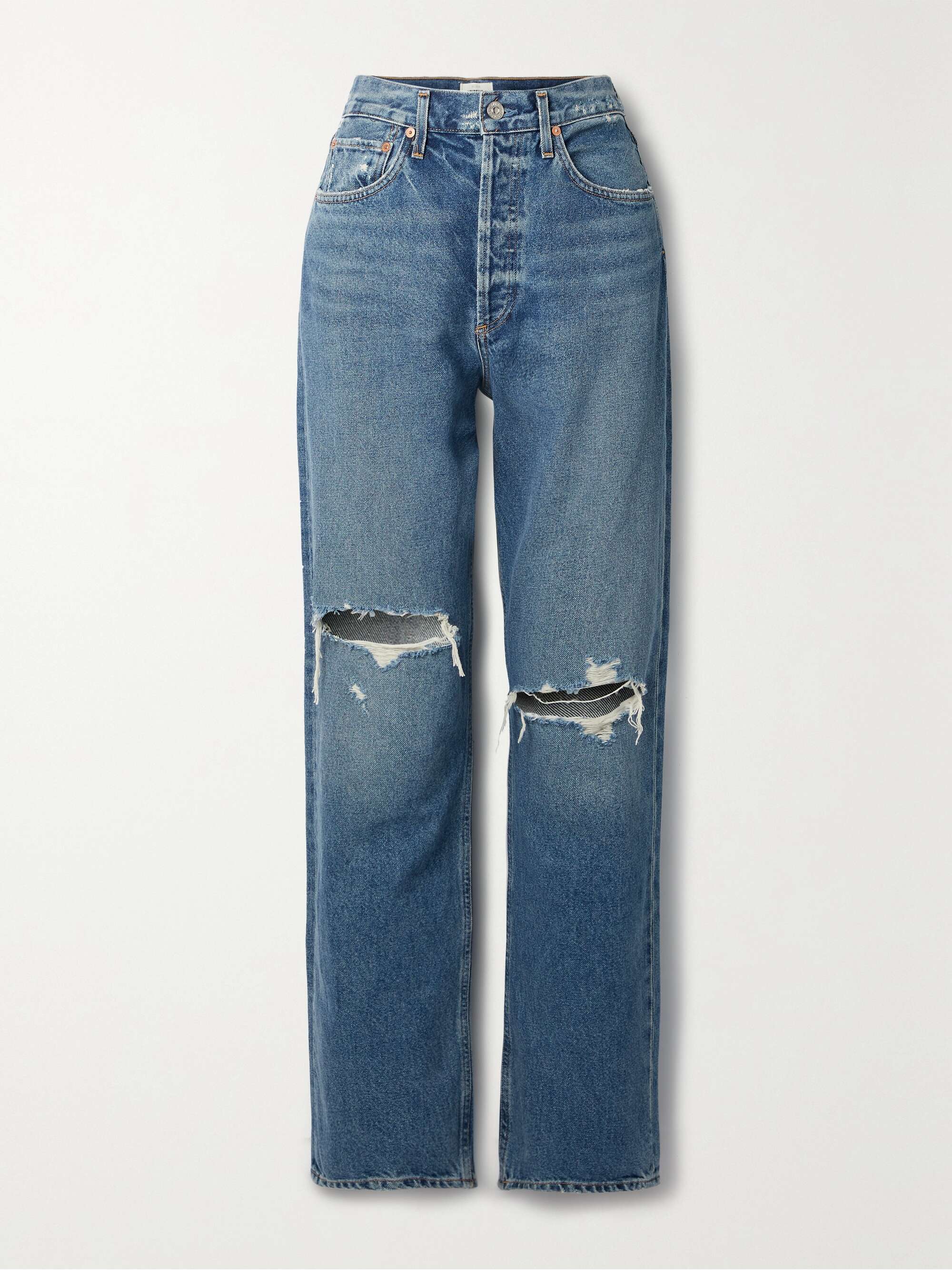 Mid denim Eva distressed high-rise 