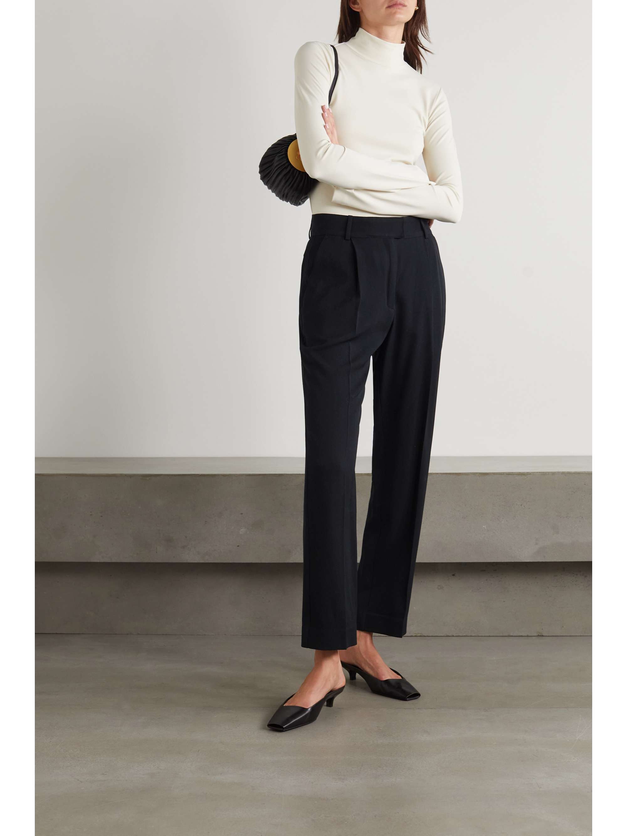 Black Organic wool-blend twill straight 