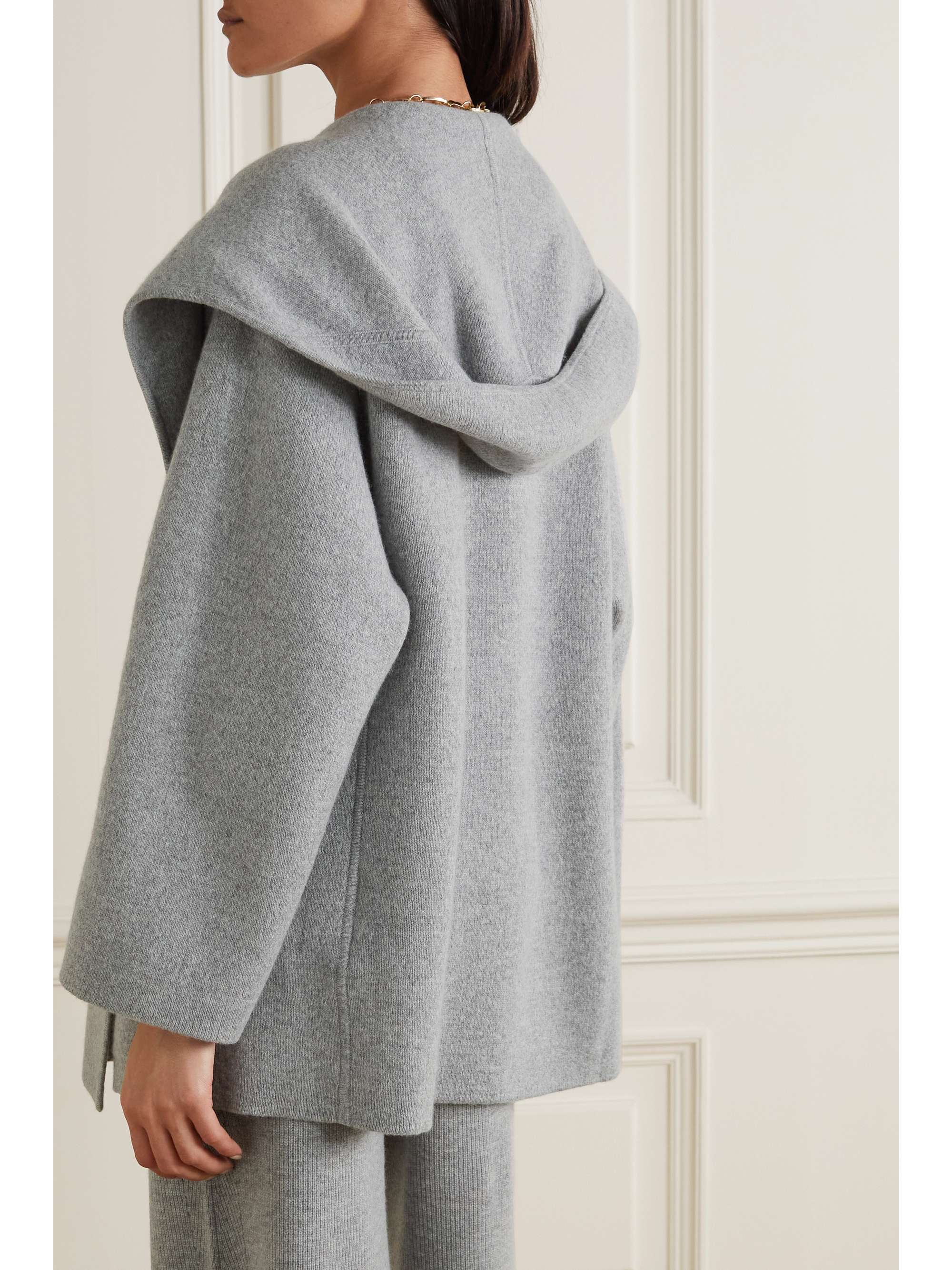 gray hooded coat