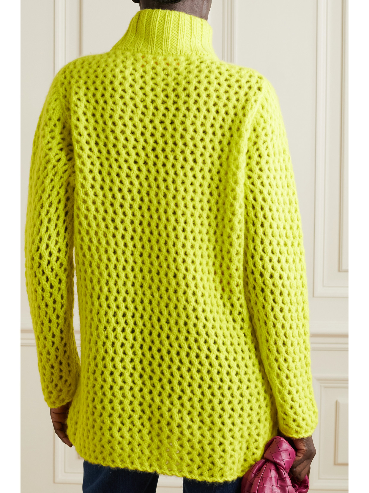 Open-Knit Cashmere Turtleneck Sweater