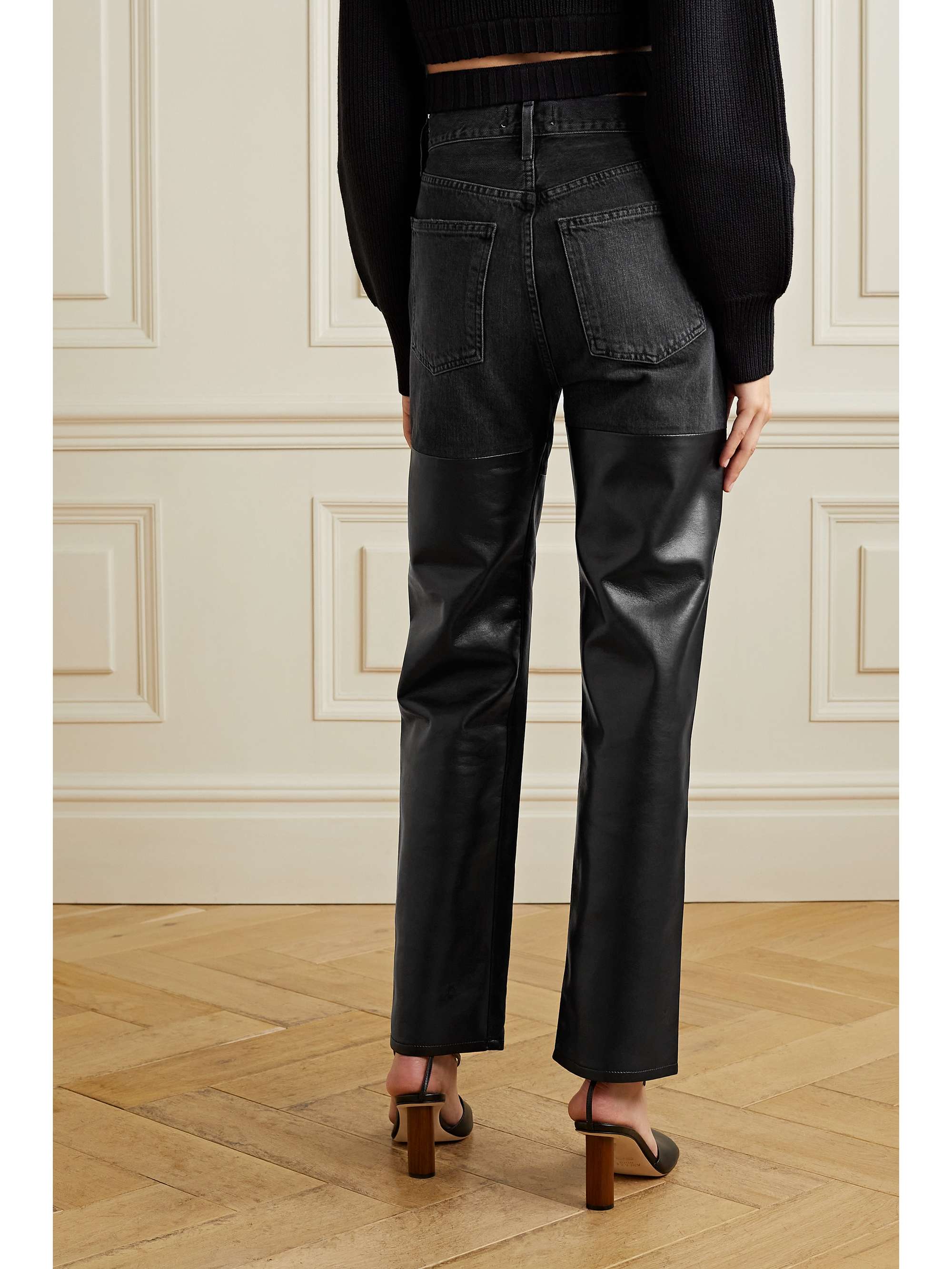 Black '90s Pinch Waist recycled leather 