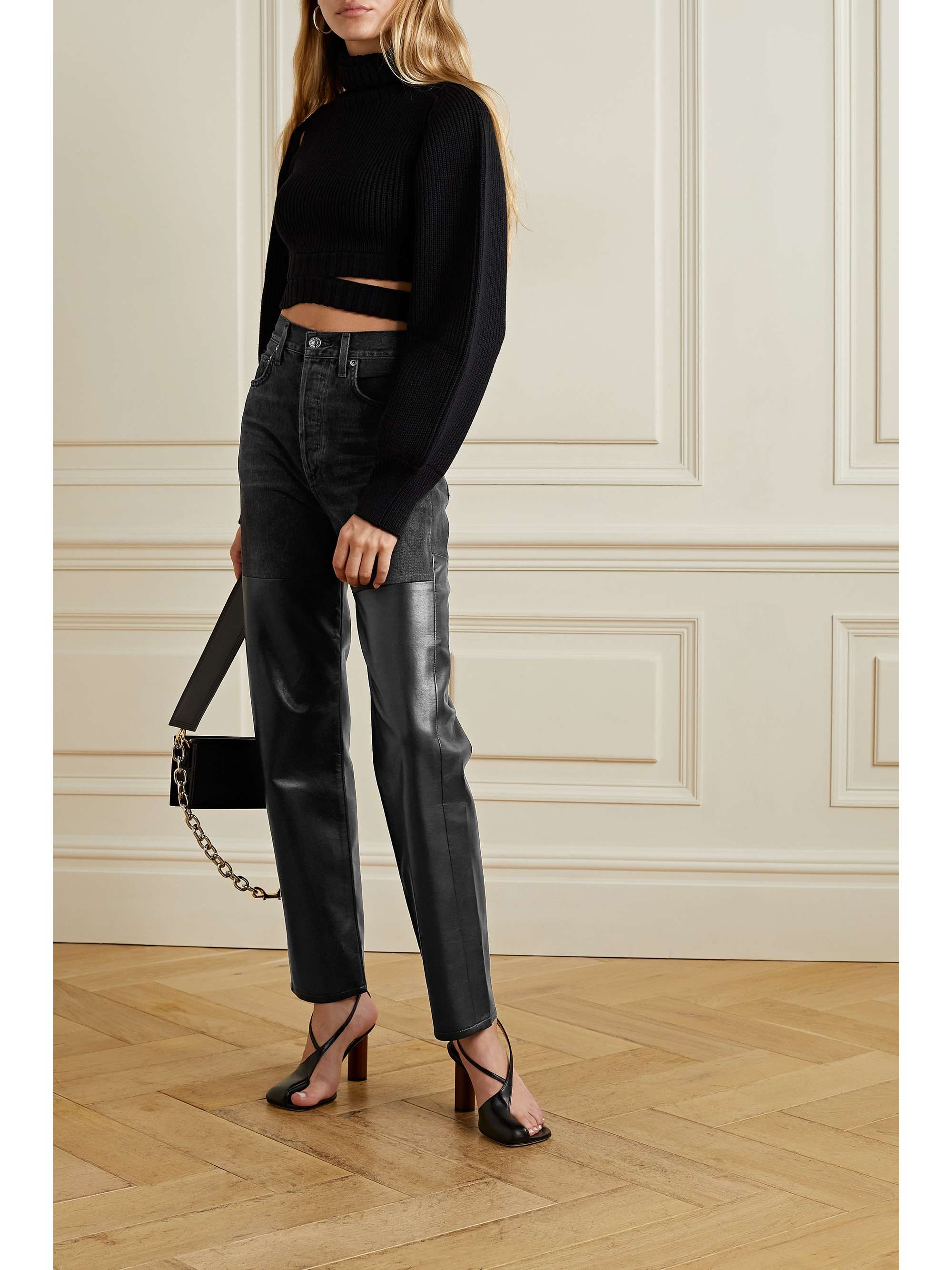Black '90s Pinch Waist recycled leather 