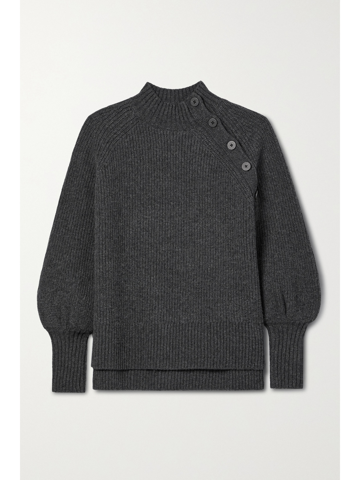 Cefinn Cara Ribbed Wool-blend Turtleneck Sweater - Gray