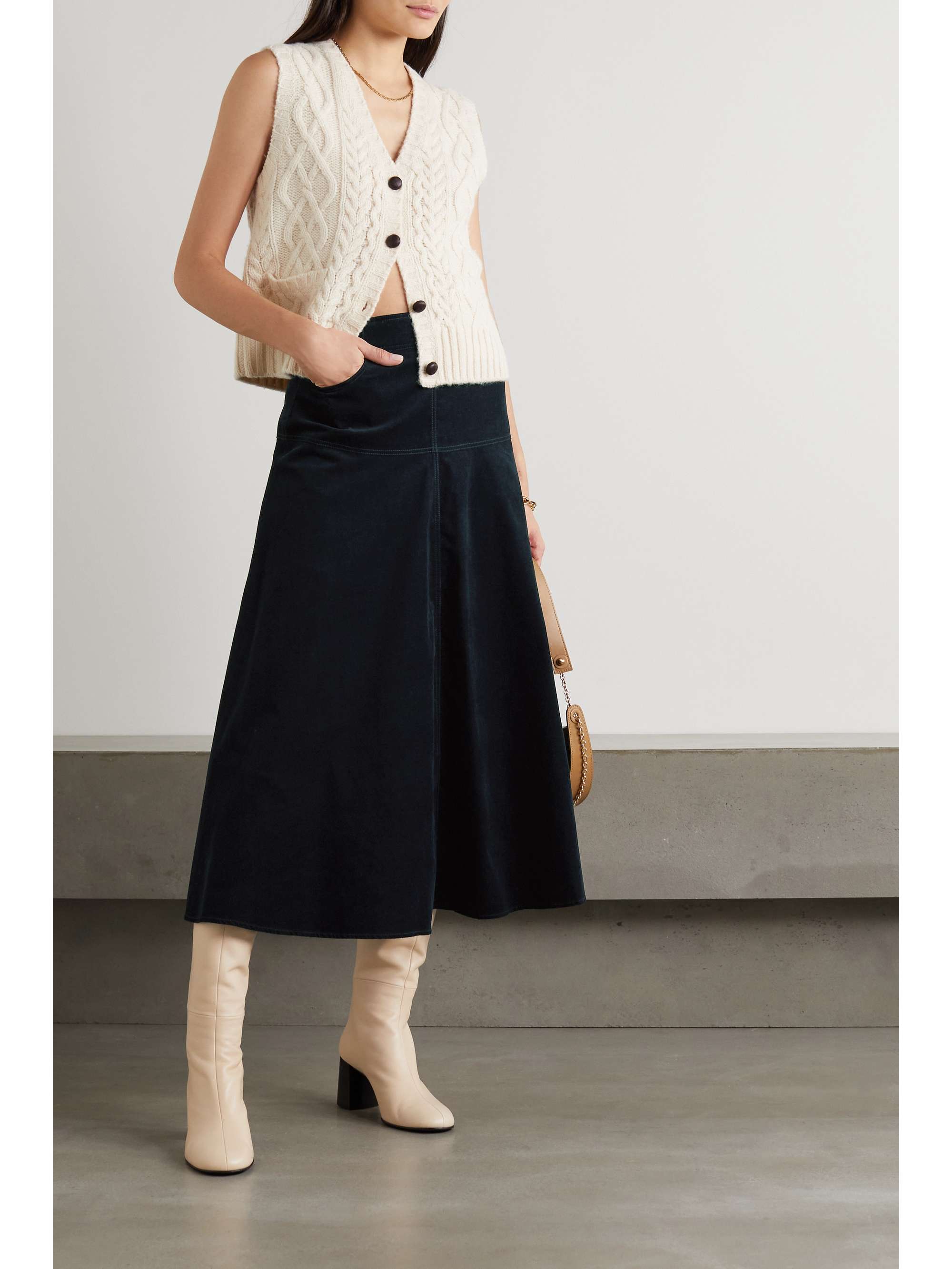 CEFINN Sierra cotton-corduroy midi skirt