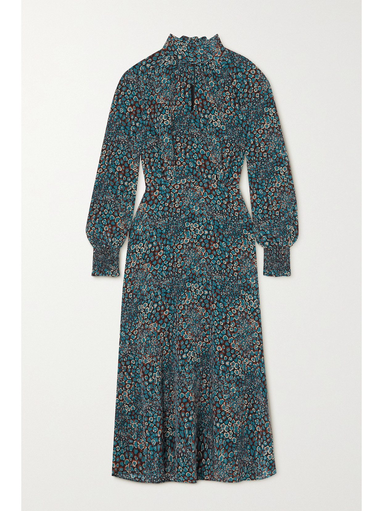 Cefinn Dakota Cutout Printed Silk Crepe De Chine Midi Dress