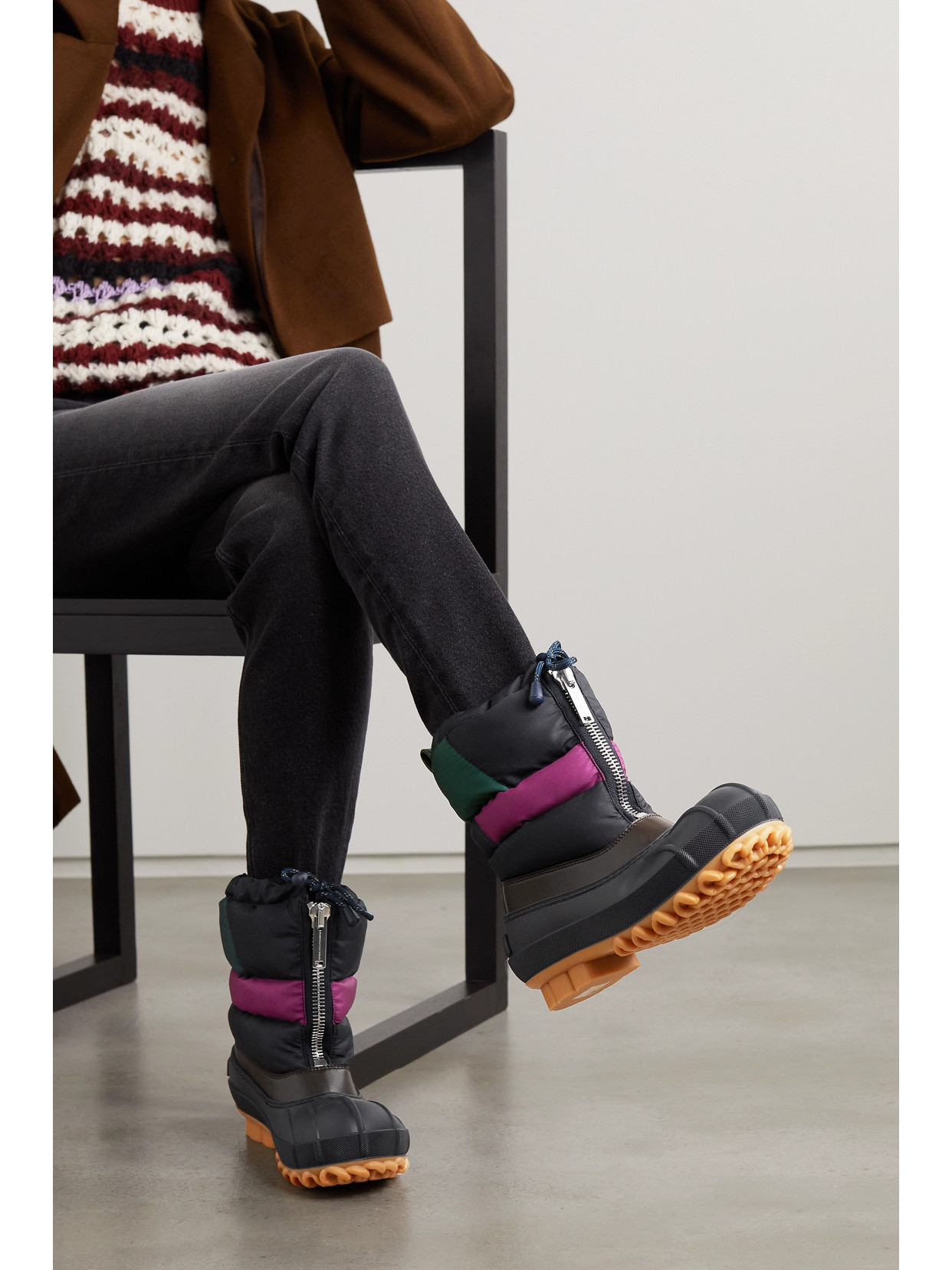 Vegetarian Material-Trimmed Rubber And Quilted Recycled Ankle Boots