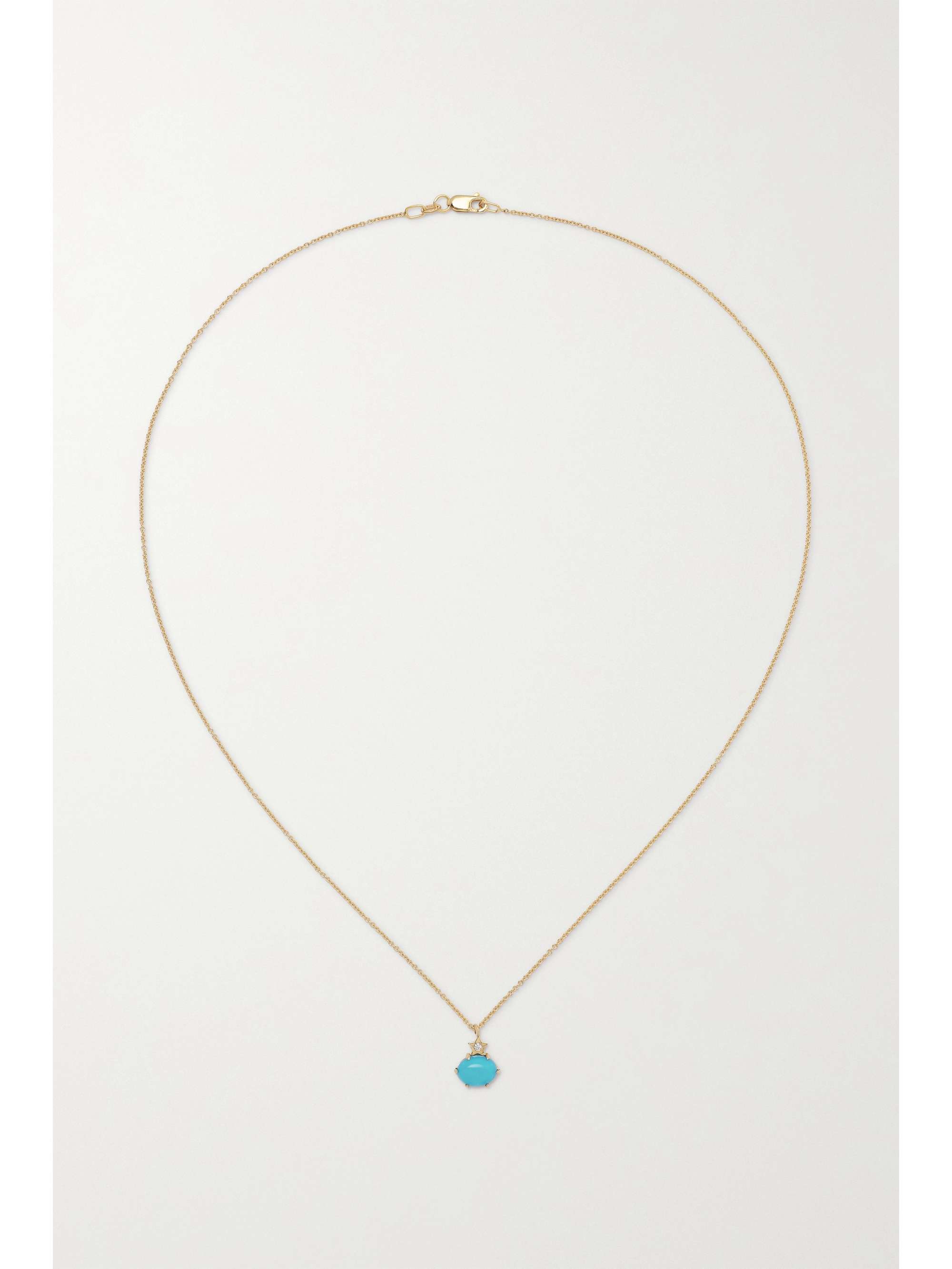 ANDREA FOHRMAN Mini Cosmo 14-karat gold, turquoise and diamond necklace