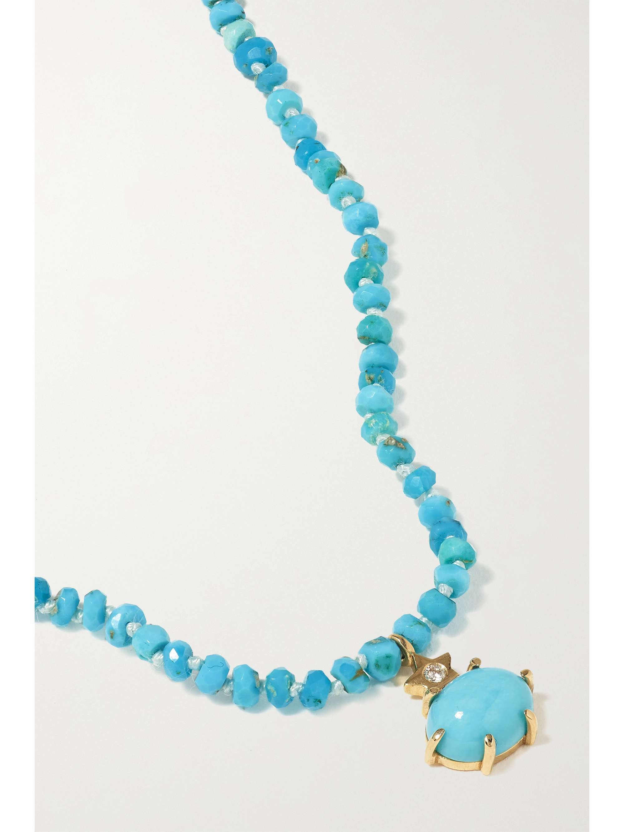ANDREA FOHRMAN Mini Cosmo 14-karat gold, turquoise and diamond necklace