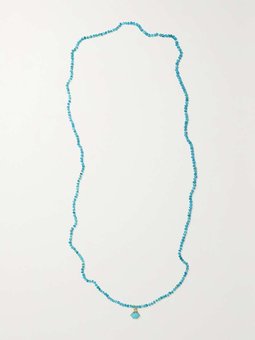 Andrea Fohrman Mini Cosmo 14-karat Gold, Turquoise And Diamond Necklace