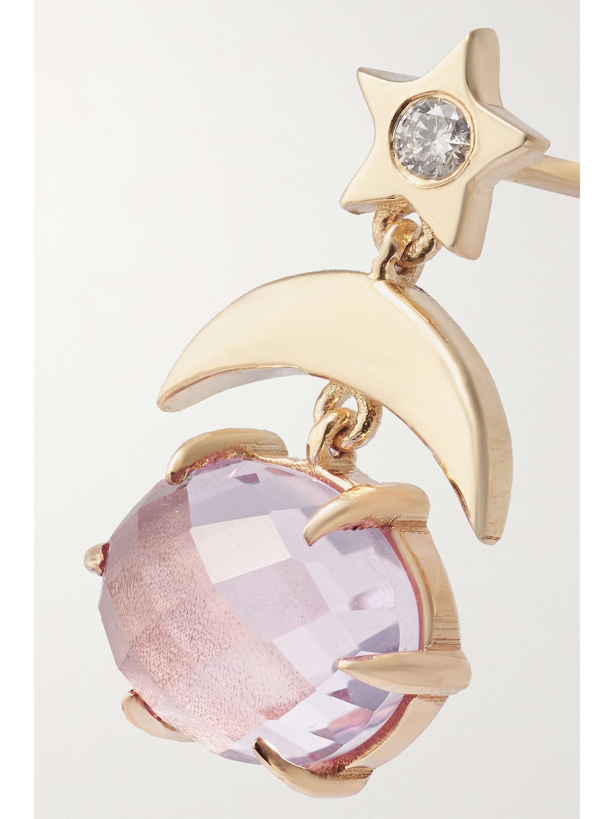 ANDREA FOHRMAN Mini Cosmo 14-karat gold, amethyst and diamond earrings