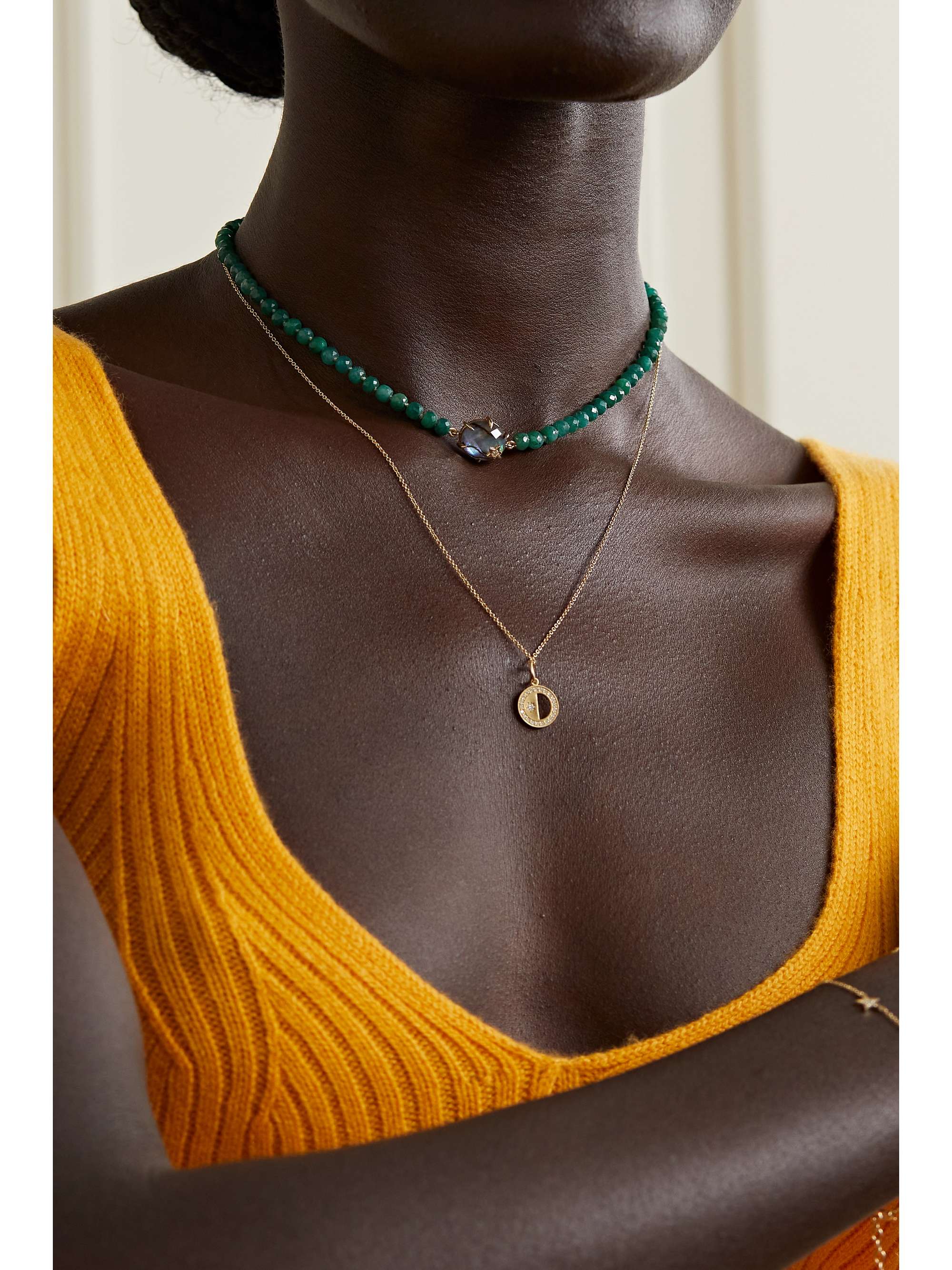 ANDREA FOHRMAN Mini Galaxy 14-karat rose gold multi-stone necklace