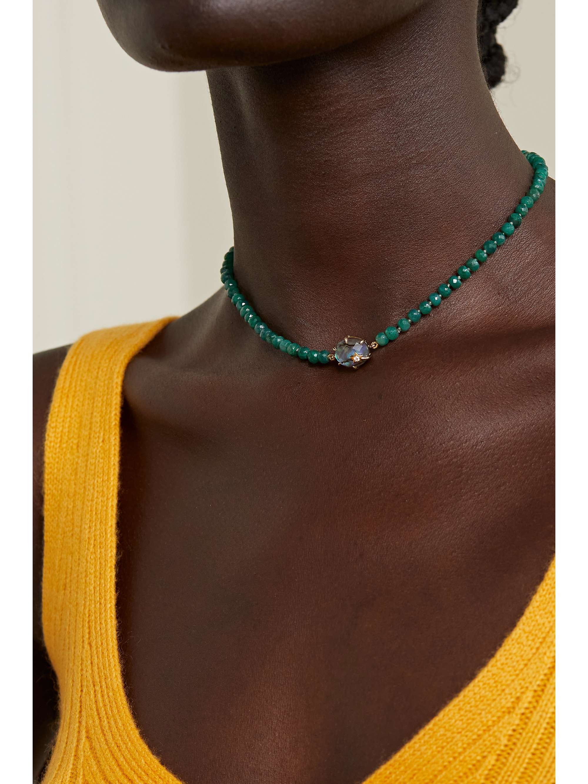 ANDREA FOHRMAN Mini Galaxy 14-karat rose gold multi-stone necklace