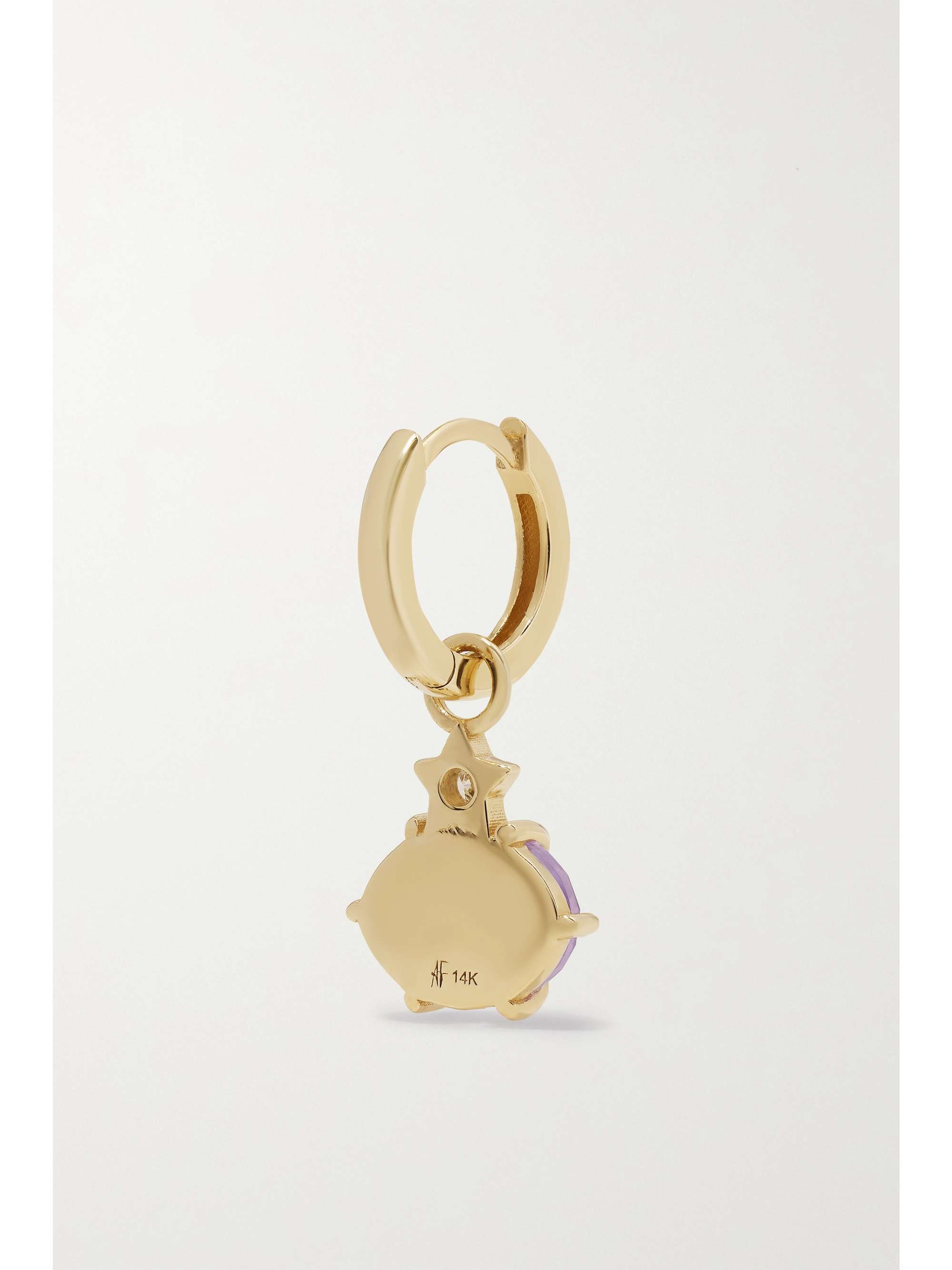 ANDREA FOHRMAN Mini Cosmo 14-karat gold, moonstone and diamond hoop earrings