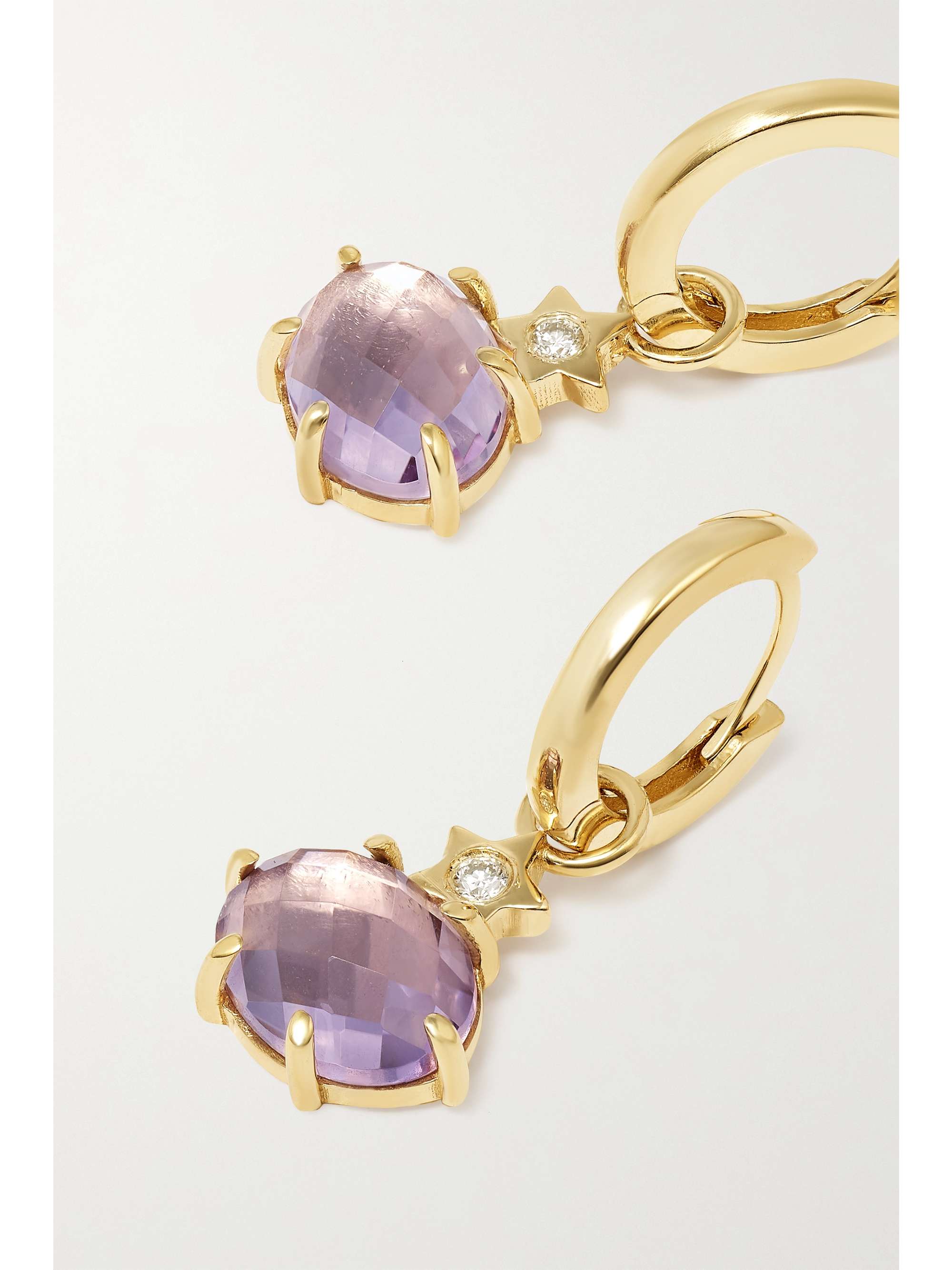 ANDREA FOHRMAN Mini Cosmo 14-karat gold, moonstone and diamond hoop earrings