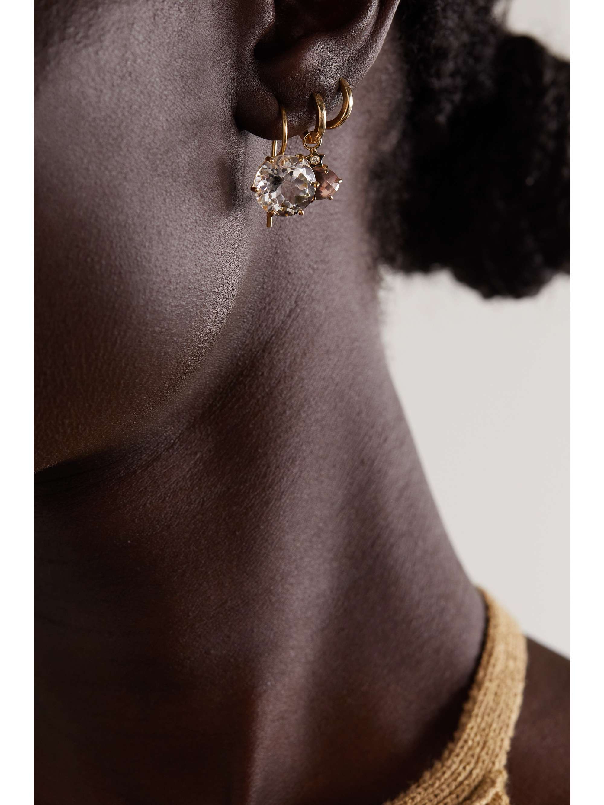 ANDREA FOHRMAN 18-karat gold rock crystal earrings