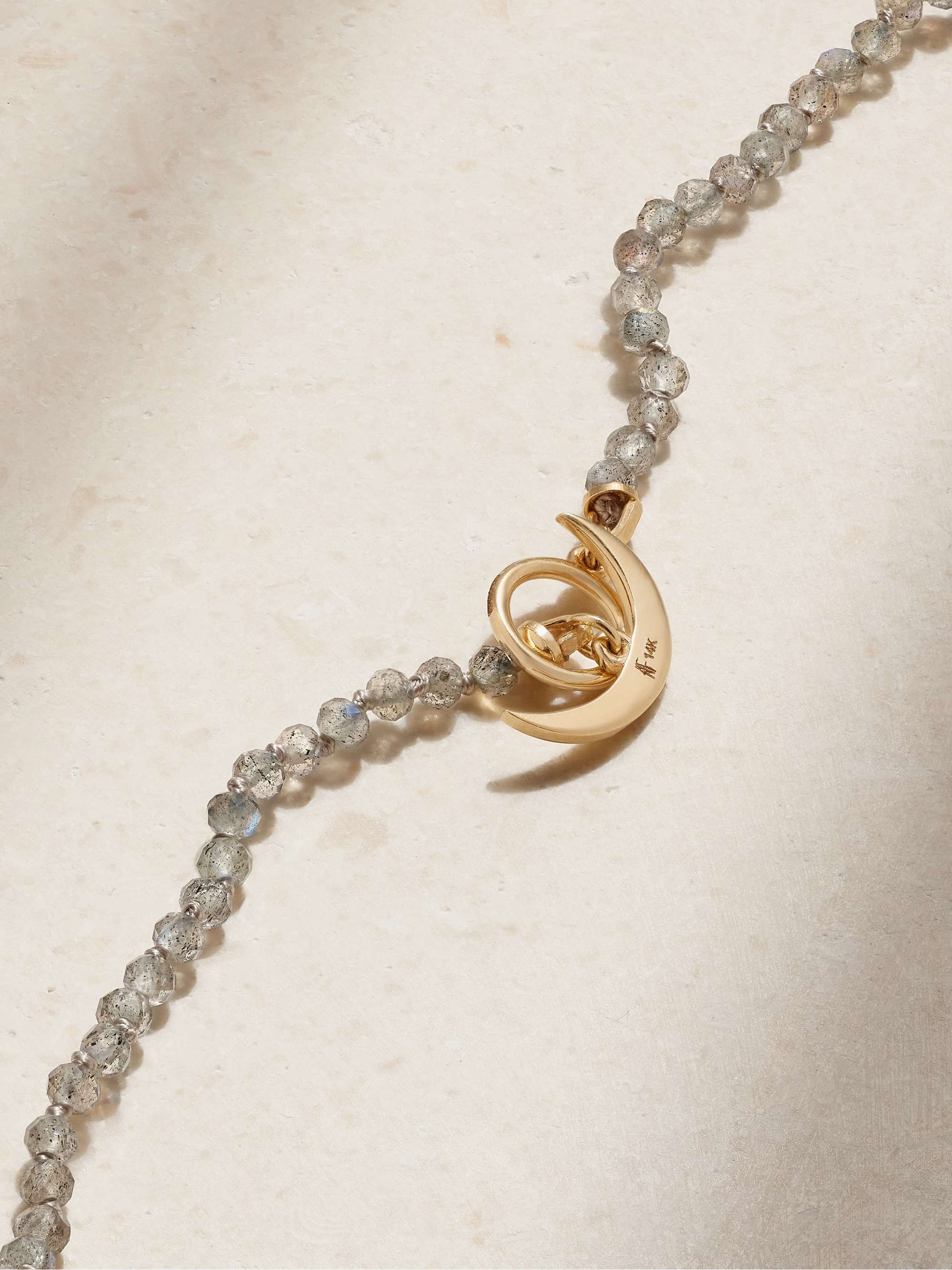 ANDREA FOHRMAN Crescent Moon 14K 黄金拉长石项链
